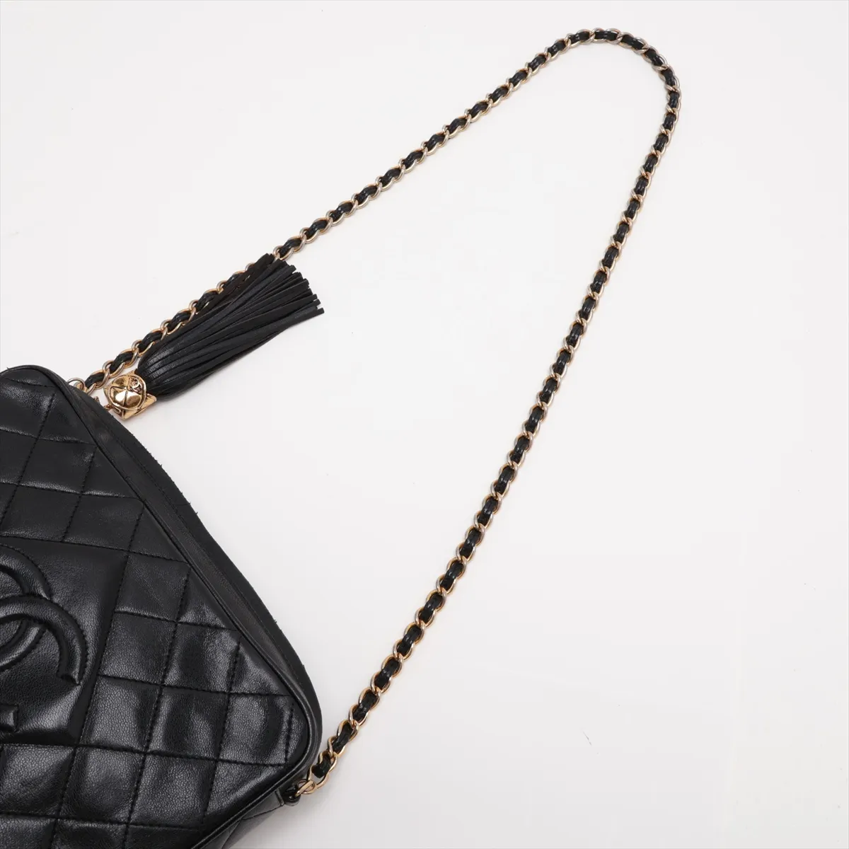 Matelassé Lambskin Chain Shoulder Bag with Fringe, Black with Gold Hardware, Item Number 1290836 (Serial Number 1), Aftermarket Repairs. — view 5