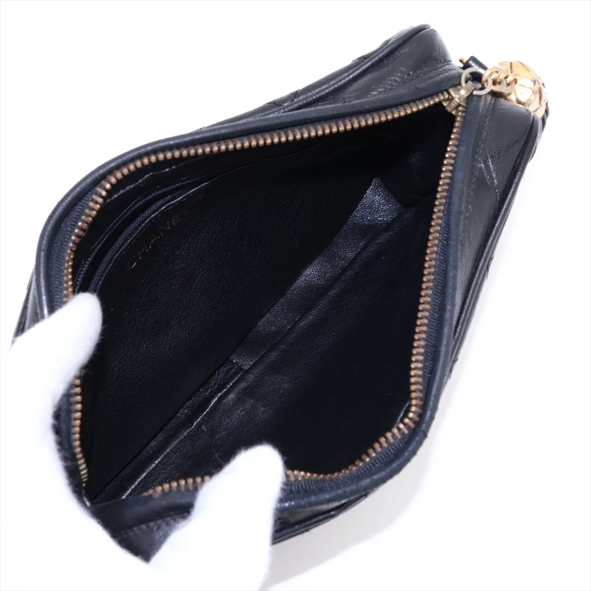 Matelassé Lambskin Chain Shoulder Bag with Fringe, Black with Gold Hardware, Item Number 1290836 (Serial Number 1), Aftermarket Repairs. — view 6