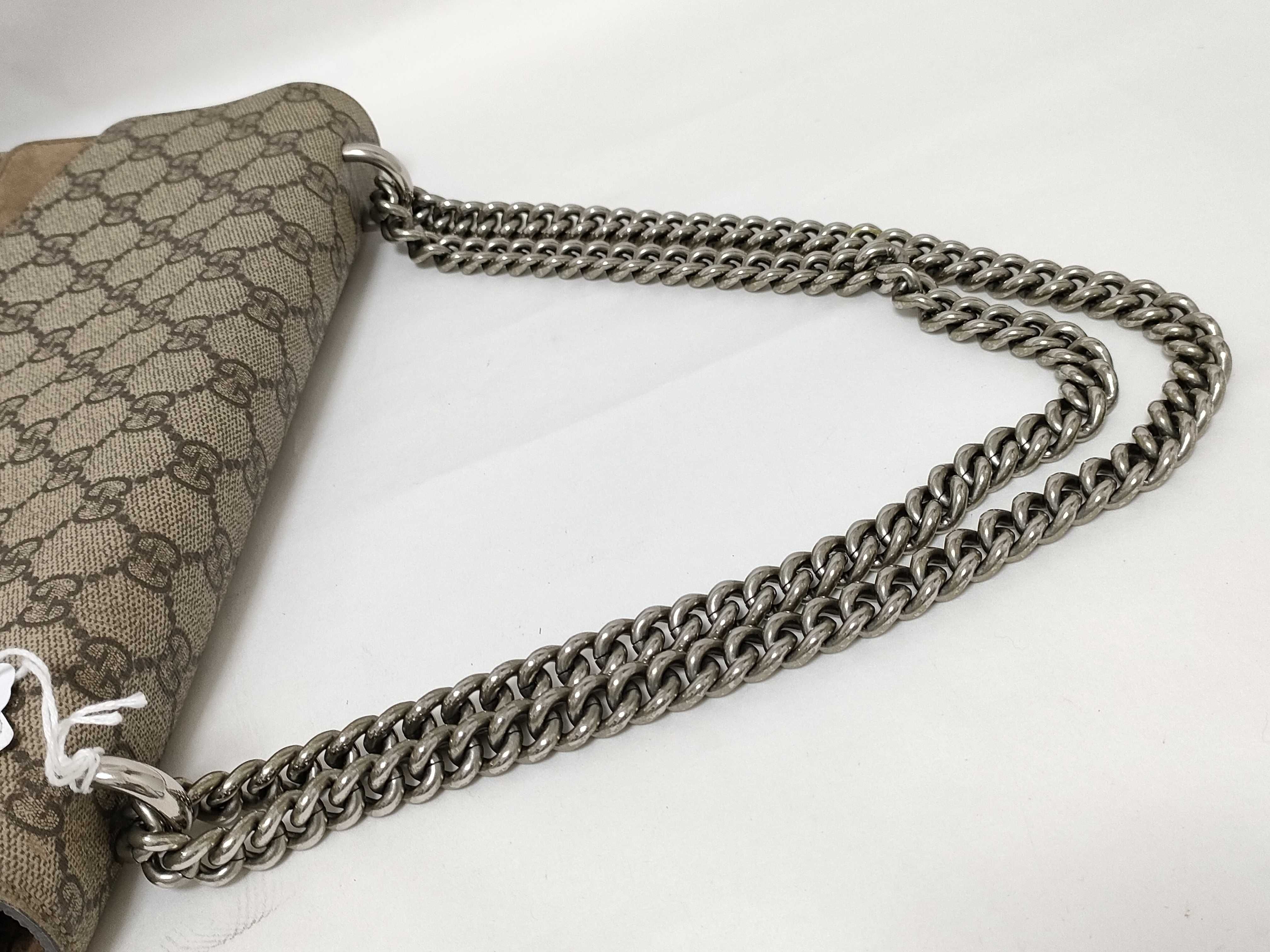 GG Supreme DU- GG Supreme Dionysus PVC x Suede Chain Shoulder Bag Brown 403348 Shoulder Bag — view 3