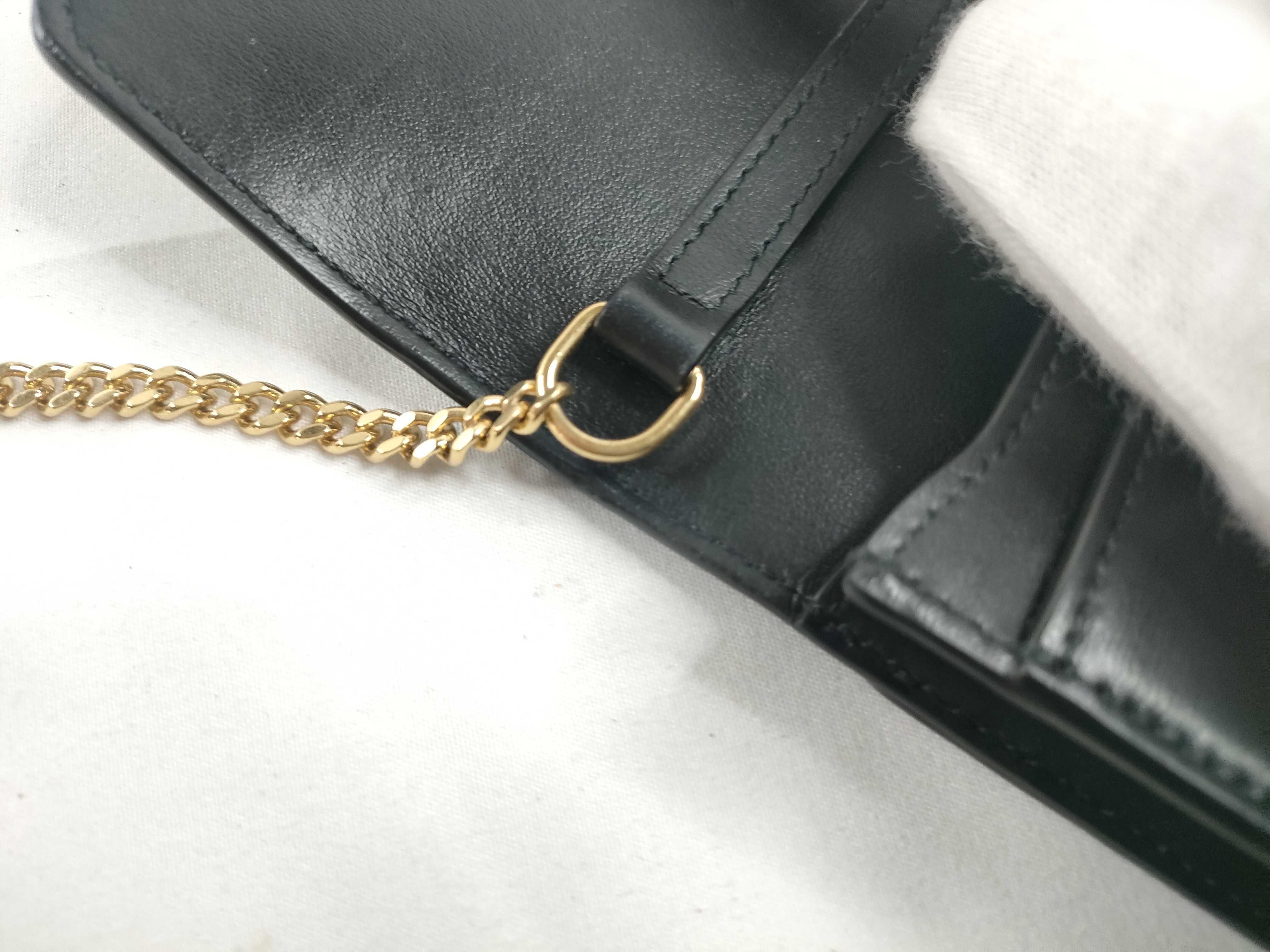 Triomphe Phone Pouch Leather Chain Shoulder Bag Black Shoulder Bag — view 7