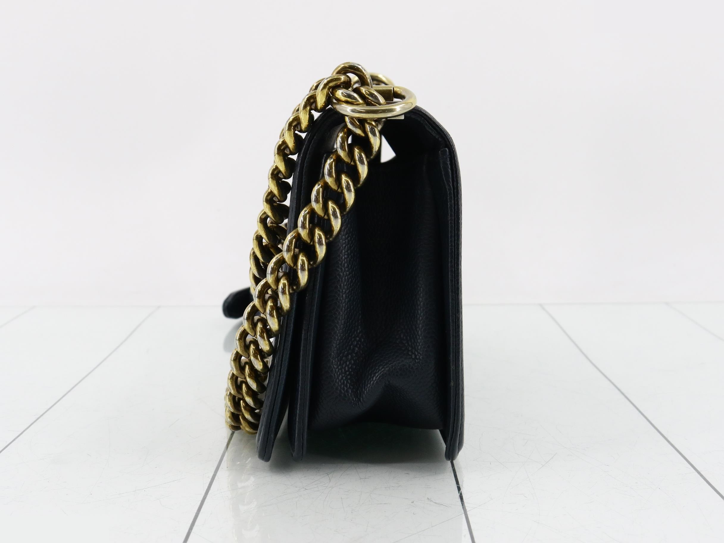 Boy Chanel Caviar Skin Chain Shoulder Bag — view 3