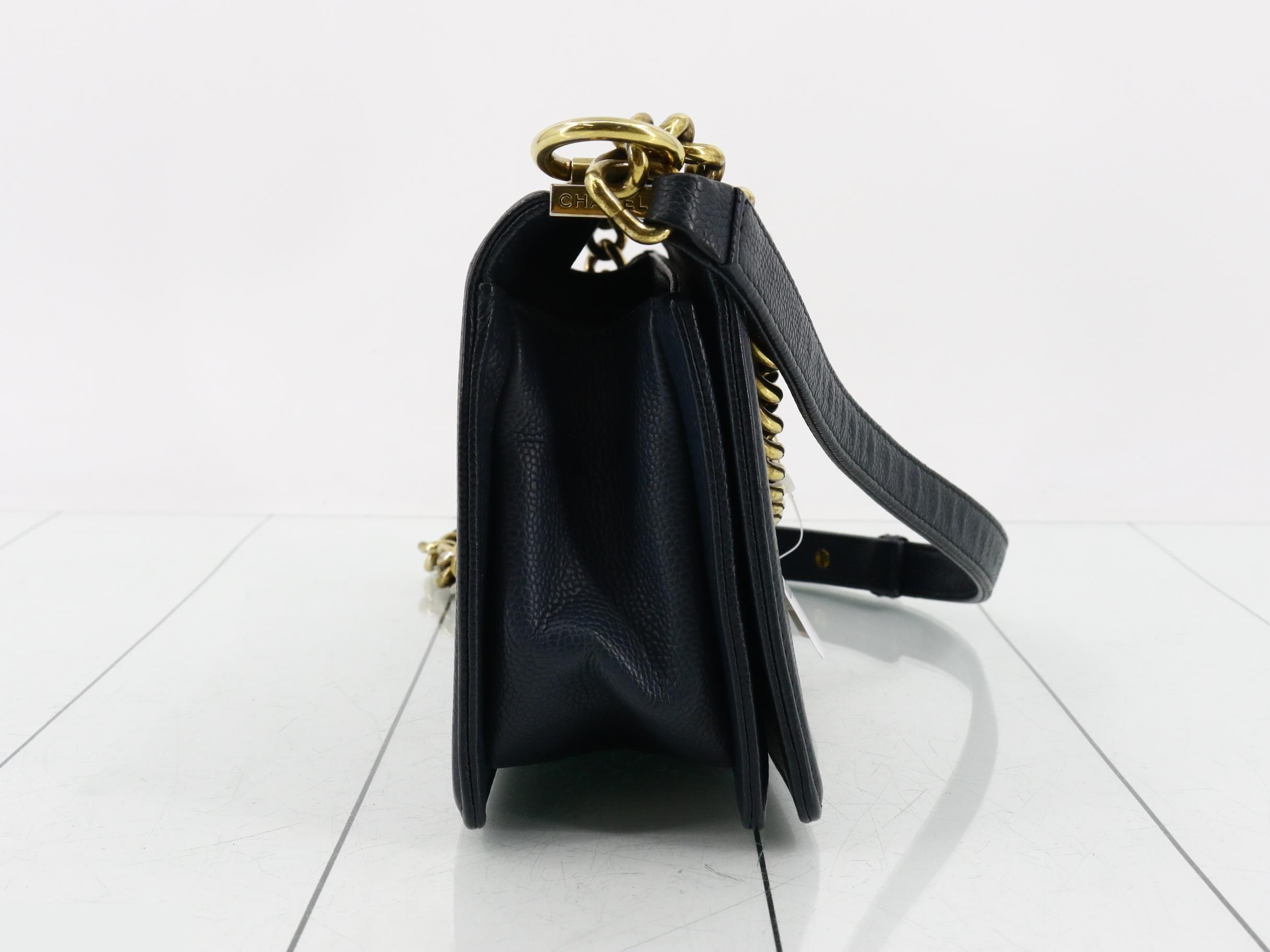 Boy Chanel Caviar Skin Chain Shoulder Bag — view 4