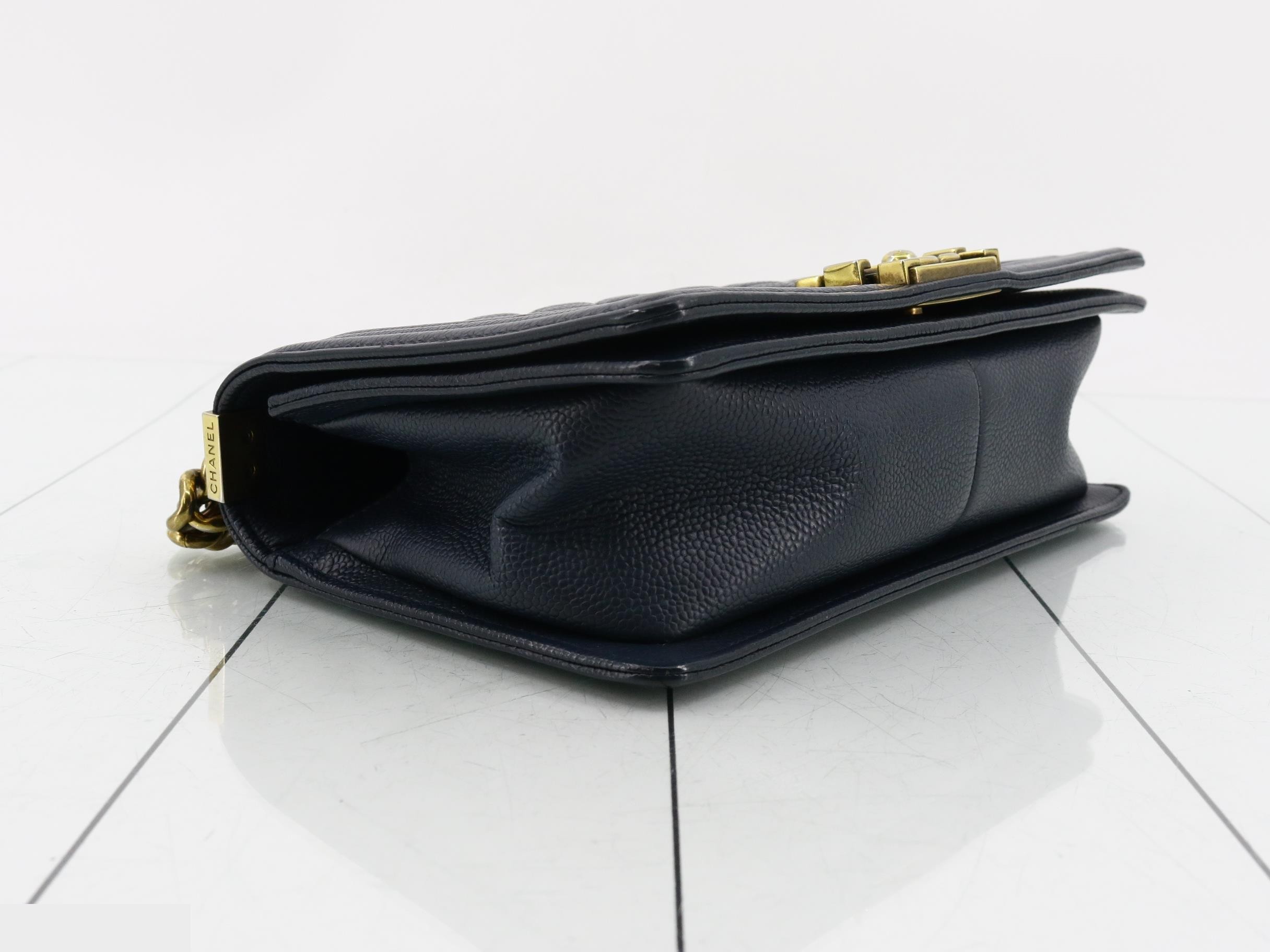 Boy Chanel Caviar Skin Chain Shoulder Bag — view 5