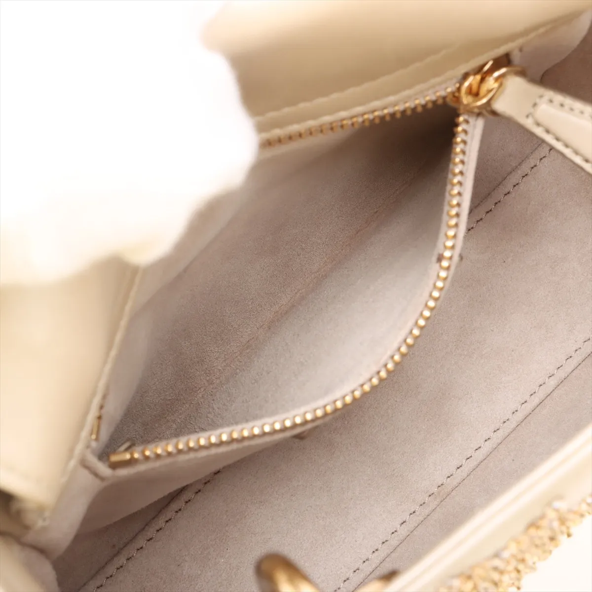 Lady Dior Mini Leather x Bead 2-Way Handbag, Beige — view 9