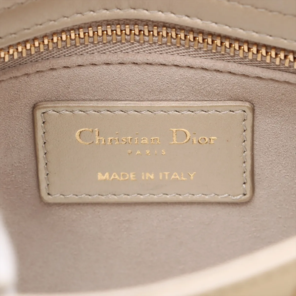 Lady Dior Mini Leather x Bead 2-Way Handbag, Beige — view 10