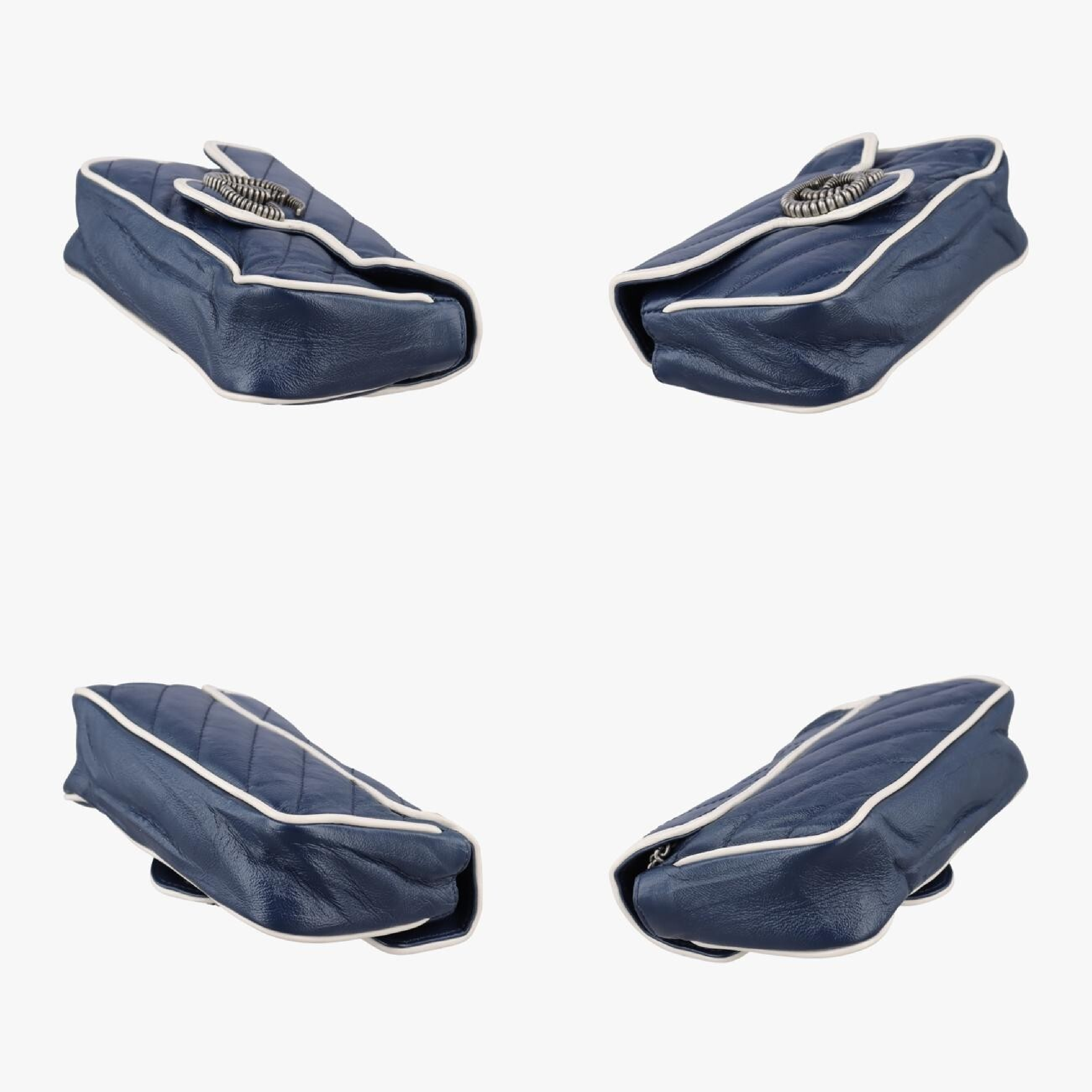 GG Marmont White x Blue Leather Shoulder Bag 574969 — view 4