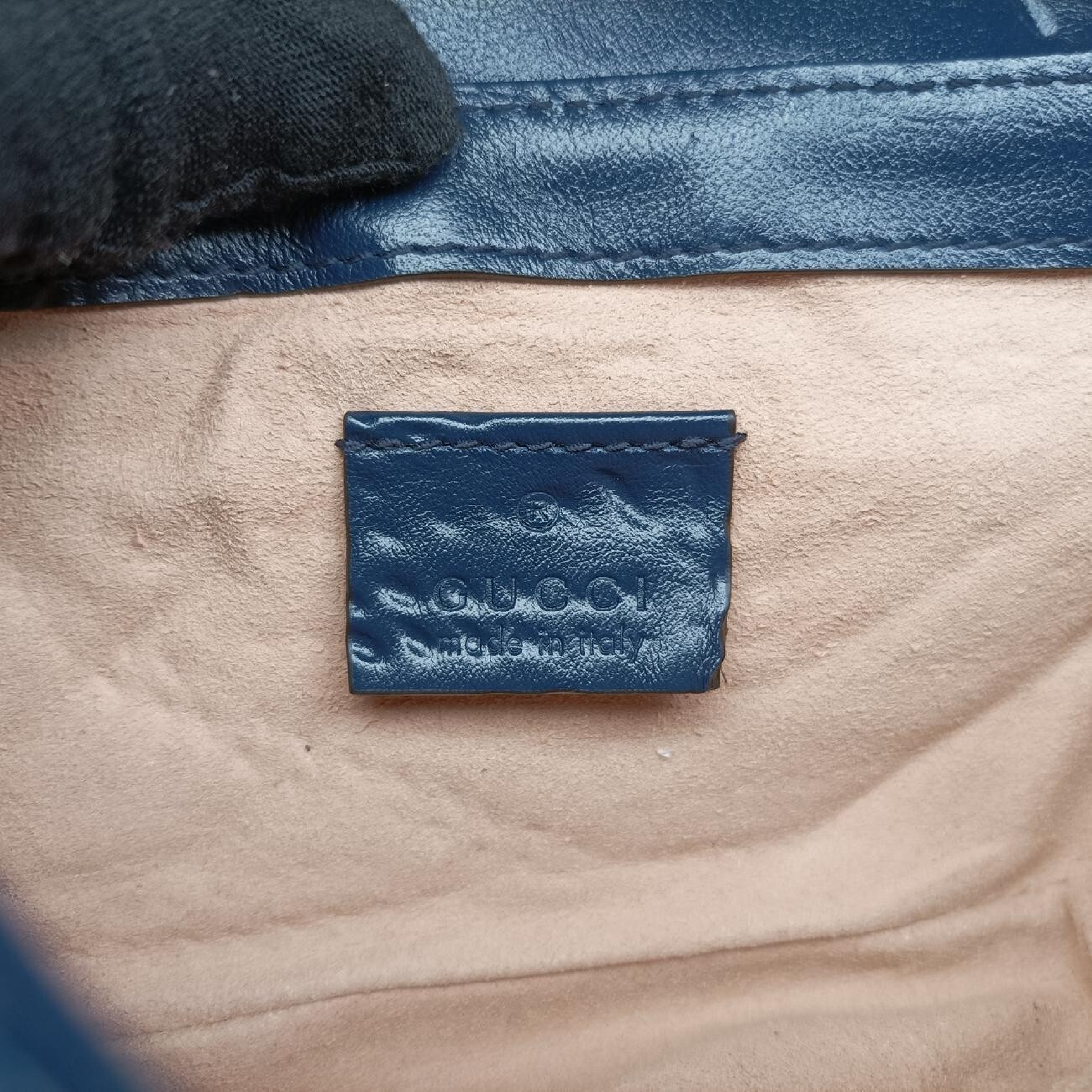 GG Marmont White x Blue Leather Shoulder Bag 574969 — view 7