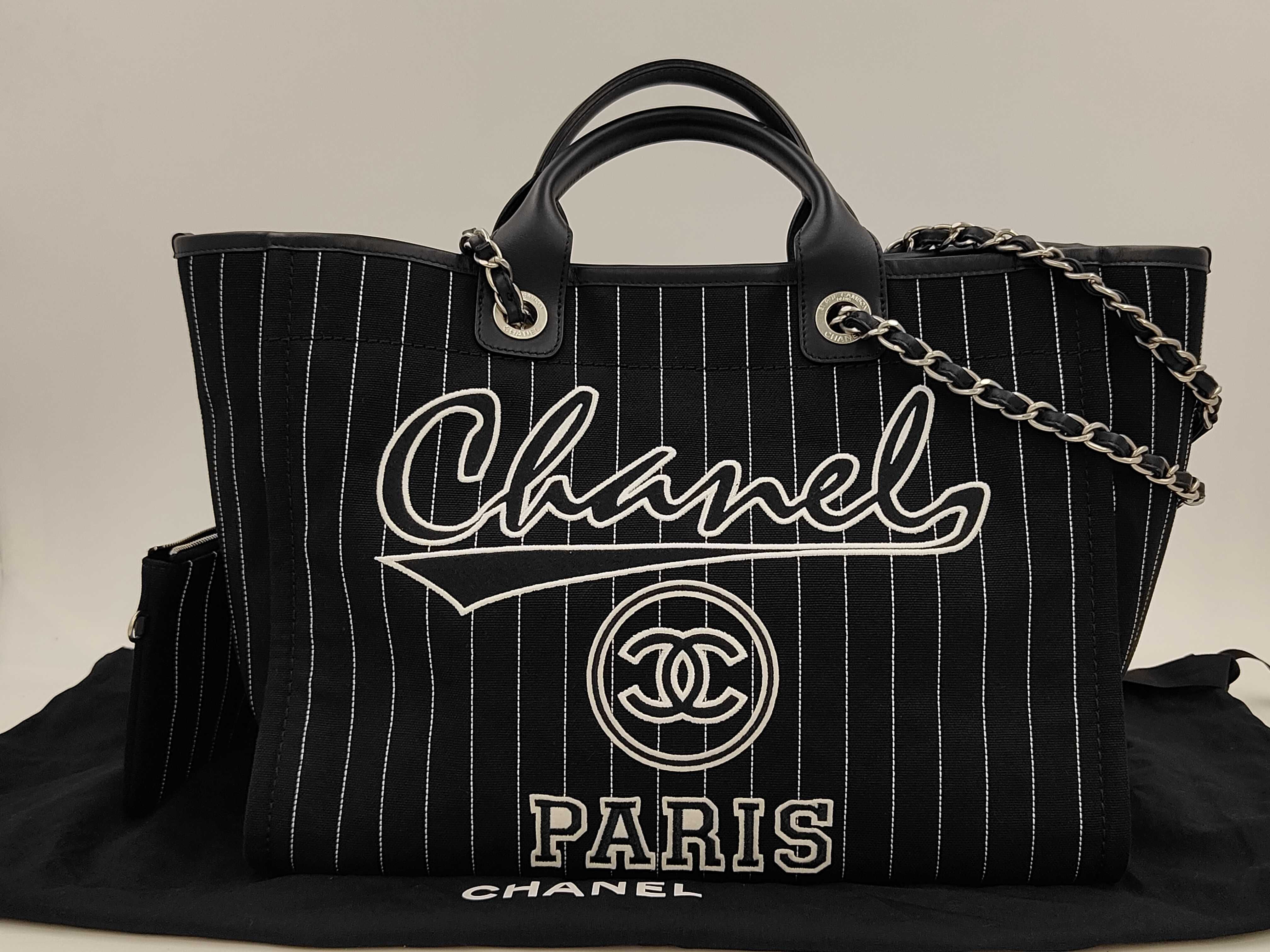 Deauville 2-Way Tote Bag/Handbag, Black Leather x Canvas, A66941, Serial Plate Tote Bag