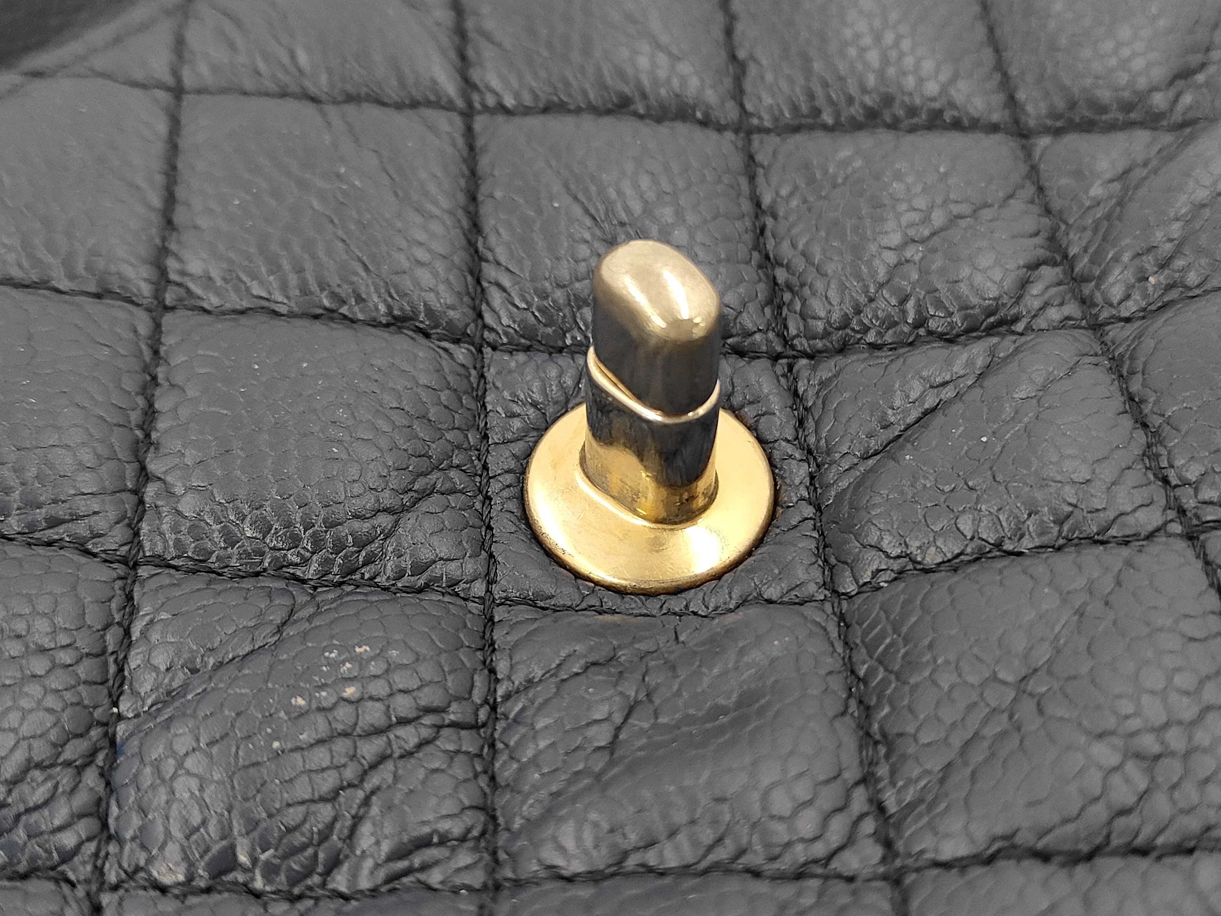 Chain Shoulder Bag, Caviar Leather, Blue and Gold — view 11