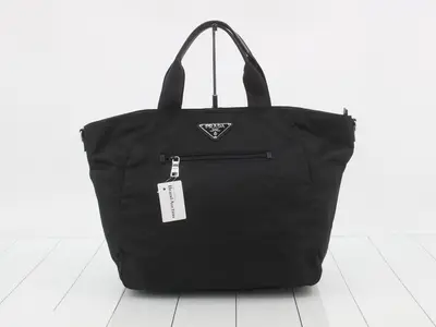 2-way tote bag, nylon, black