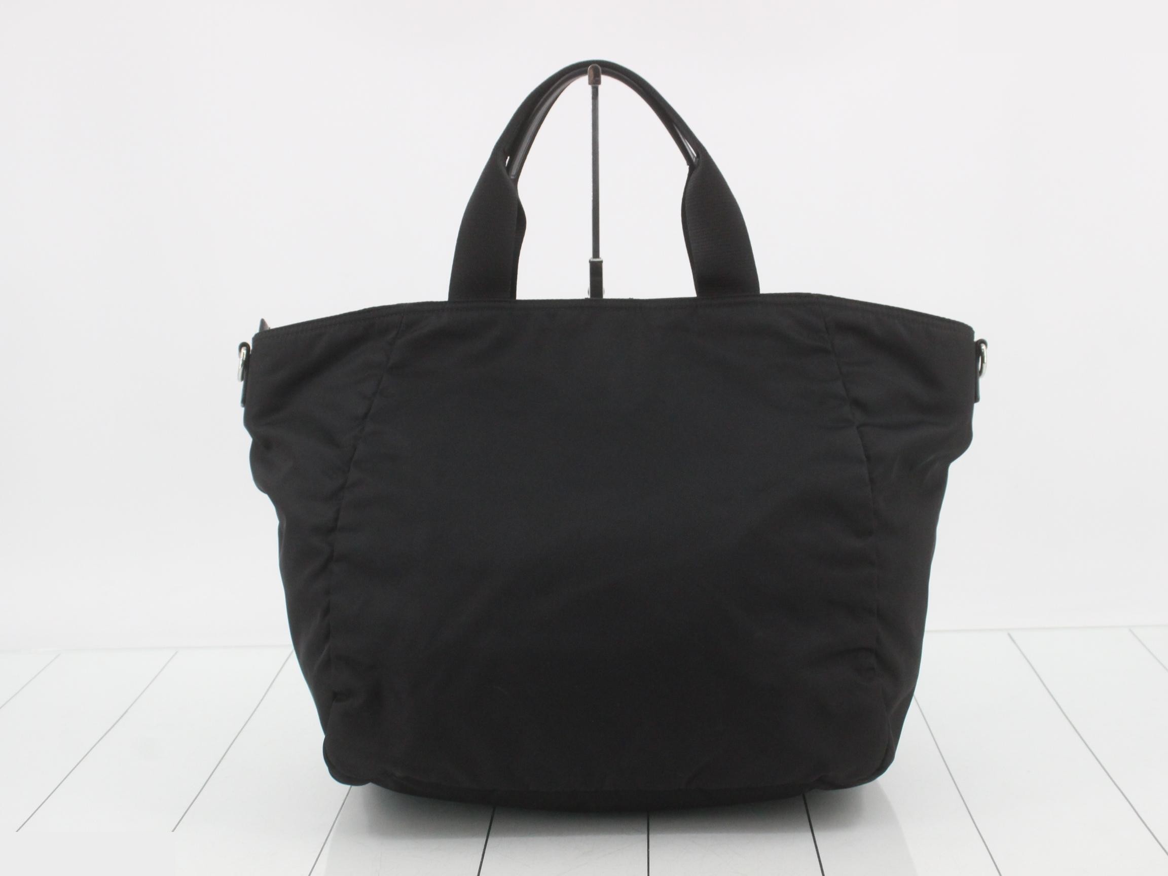 2-way tote bag, nylon, black — view 2