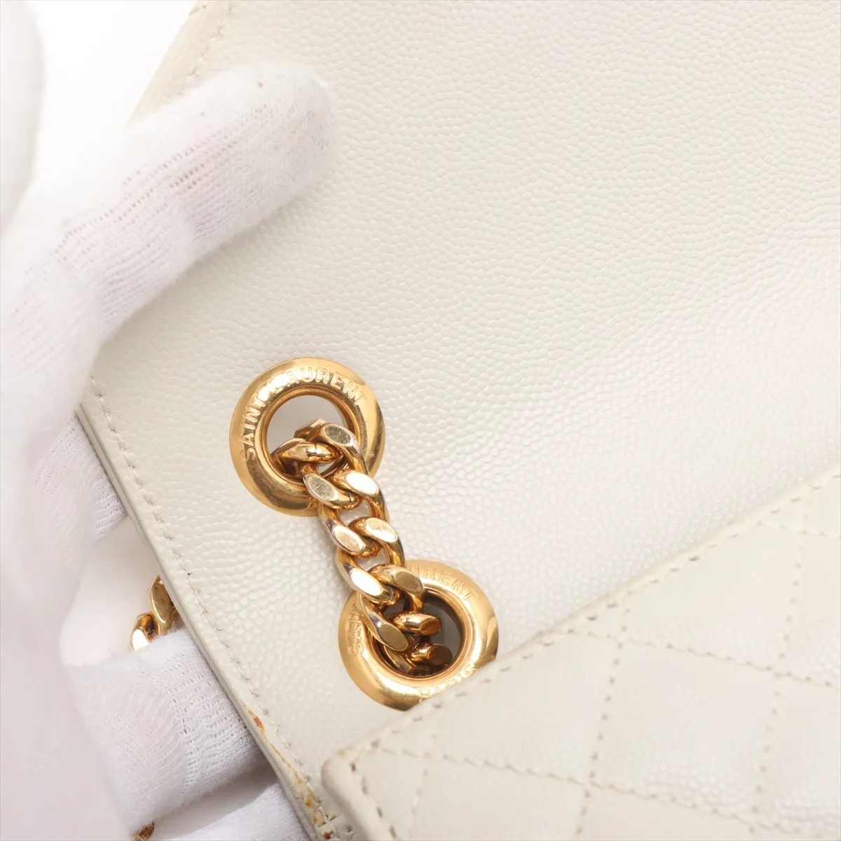 Envelope Leather Chain Shoulder Bag, Beige, 487198 — view 13
