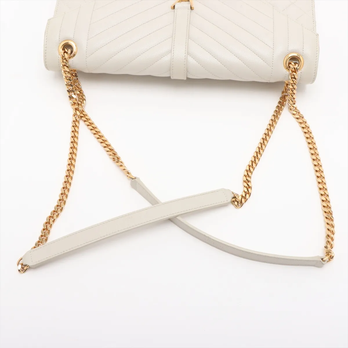 Envelope Leather Chain Shoulder Bag, Beige, 487198 — view 5
