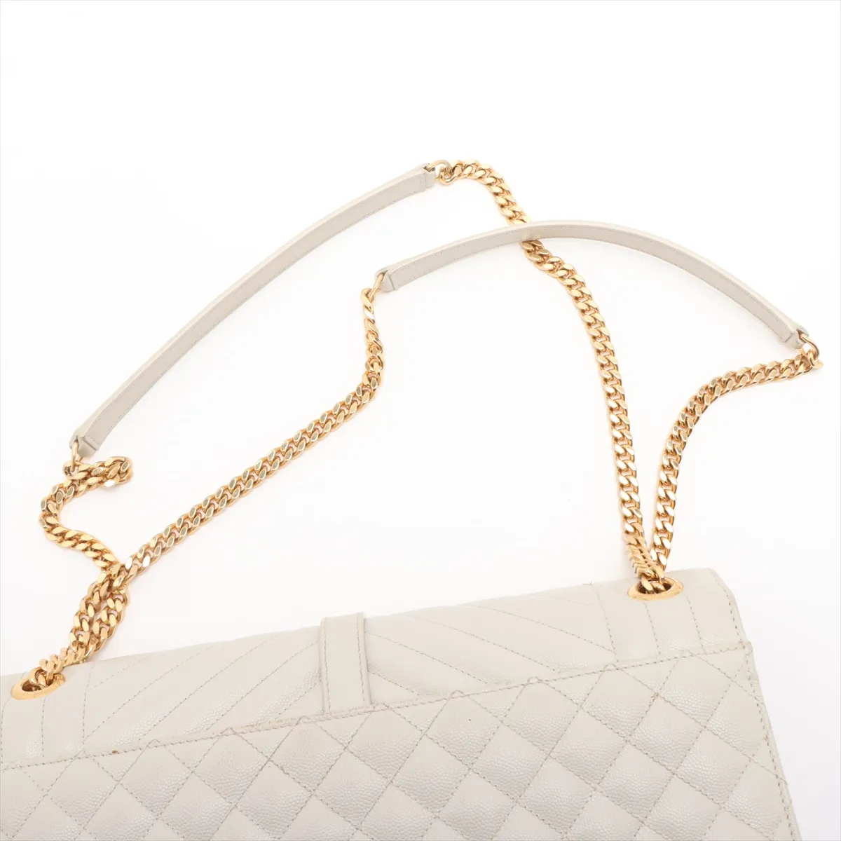Envelope Leather Chain Shoulder Bag, Beige, 487198 — view 6