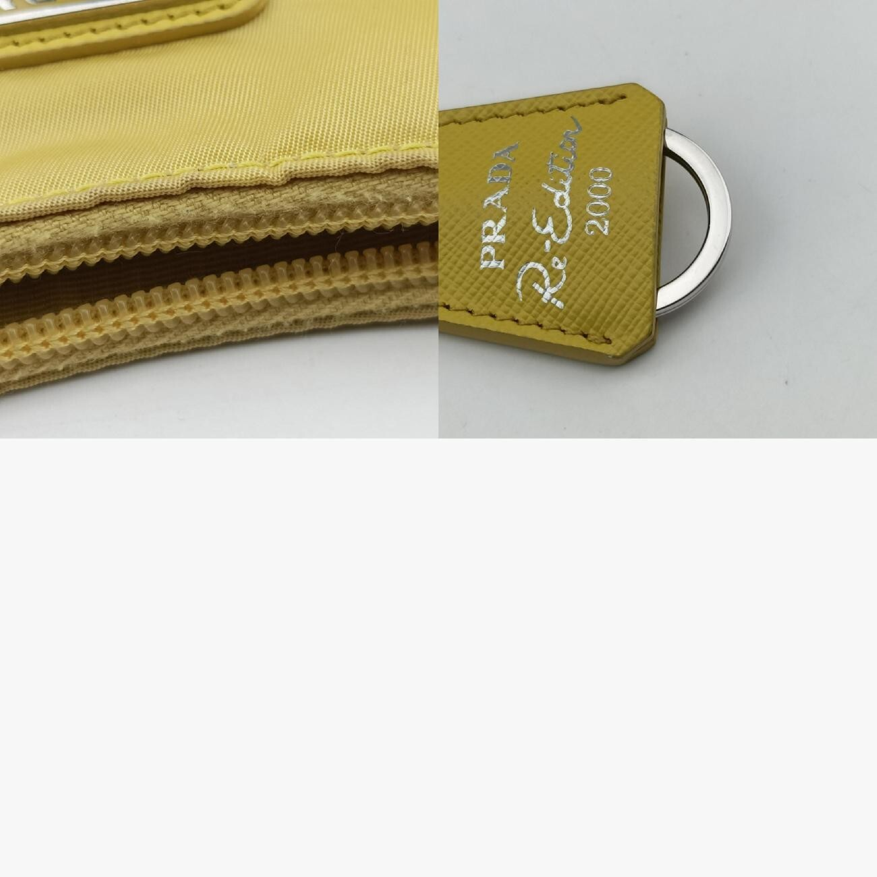 Re-Edition 2000 Triangle Logo Yellow Nylon Handbag 1NE515 7/I — view 11