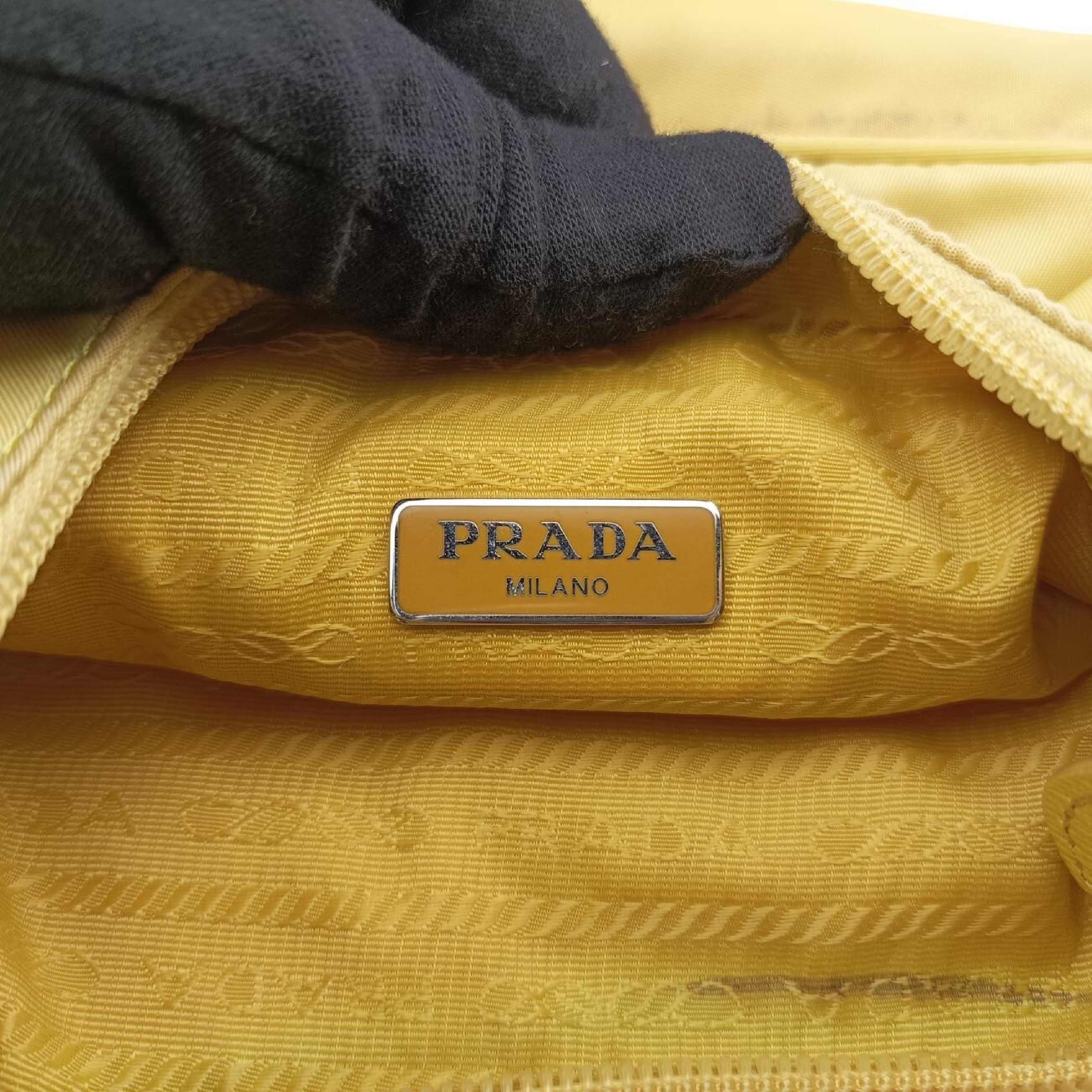 Re-Edition 2000 Triangle Logo Yellow Nylon Handbag 1NE515 7/I — view 7