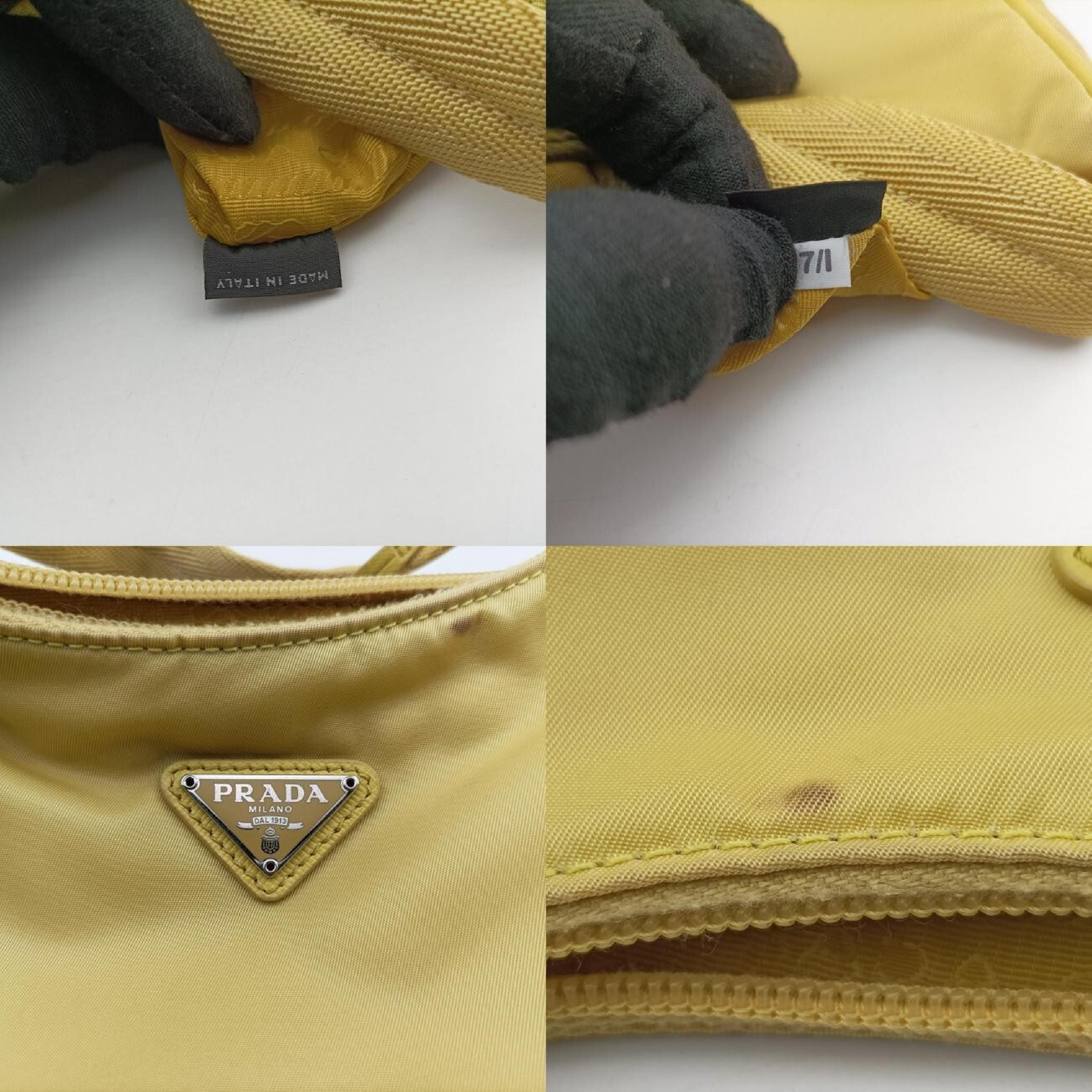 Re-Edition 2000 Triangle Logo Yellow Nylon Handbag 1NE515 7/I — view 8