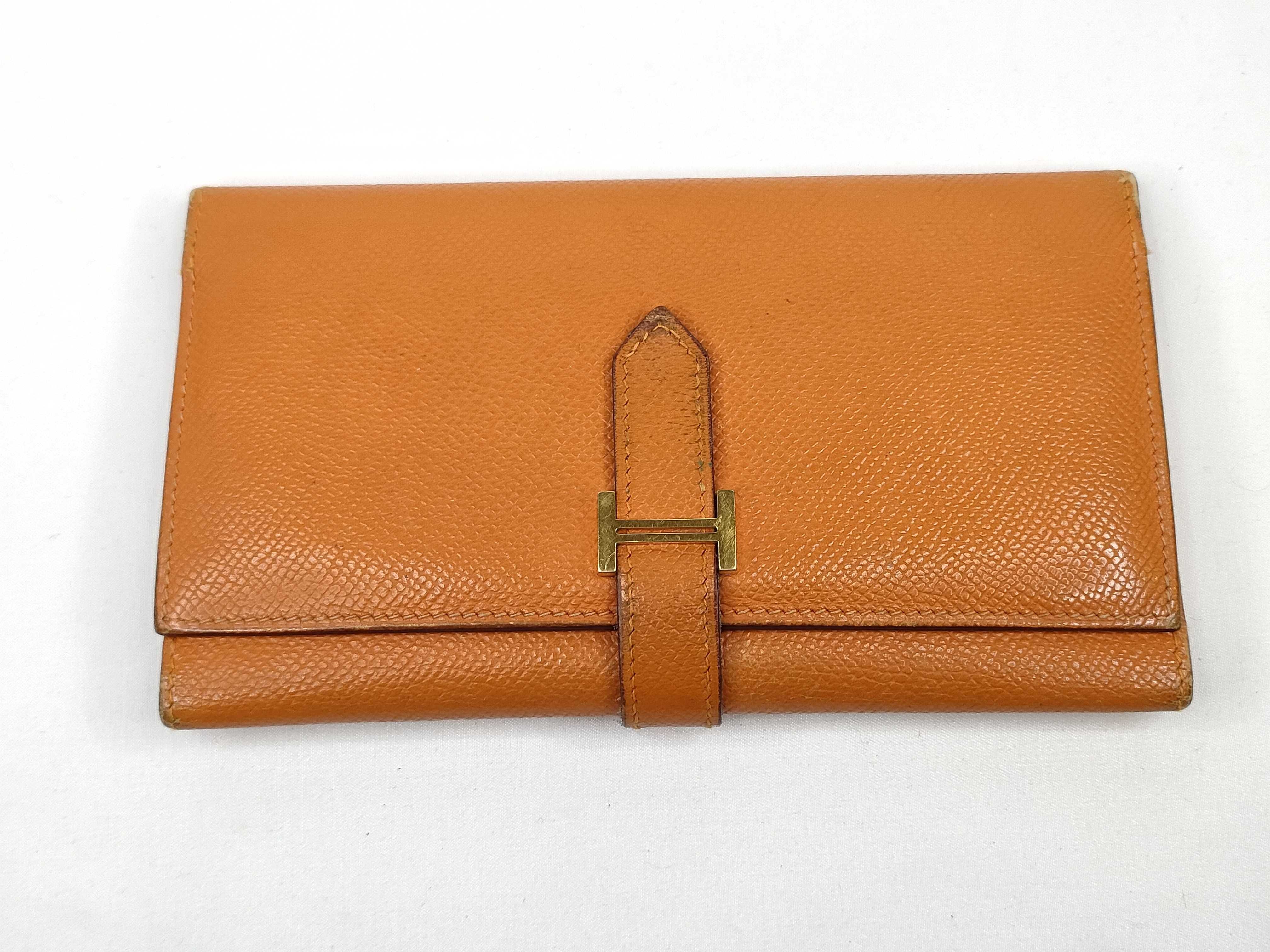 Bearn Hermès Bearn Long Wallet Gold Hardware Orange K Stamp Wallet