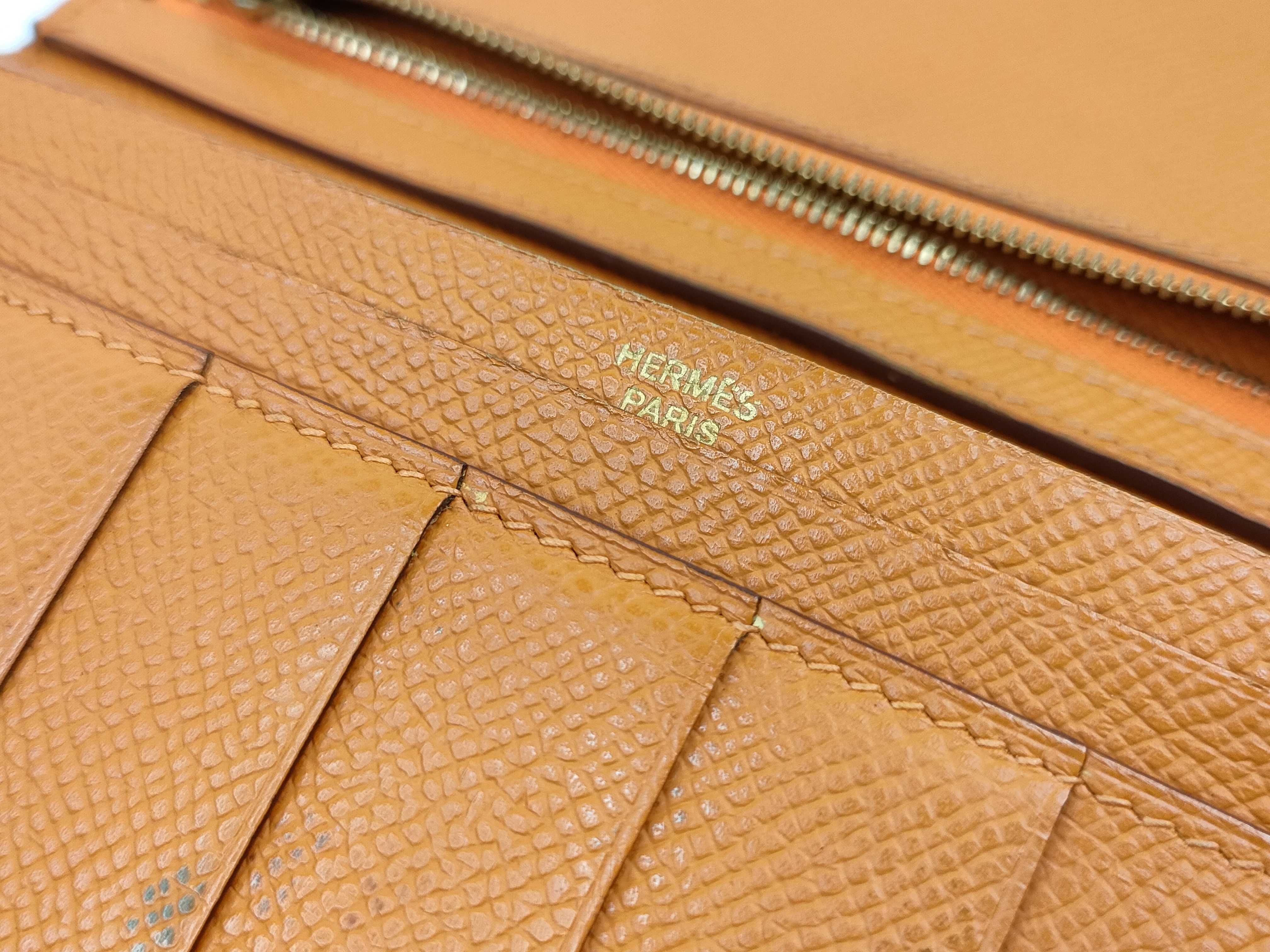 Bearn Hermès Bearn Long Wallet Gold Hardware Orange K Stamp Wallet — view 12