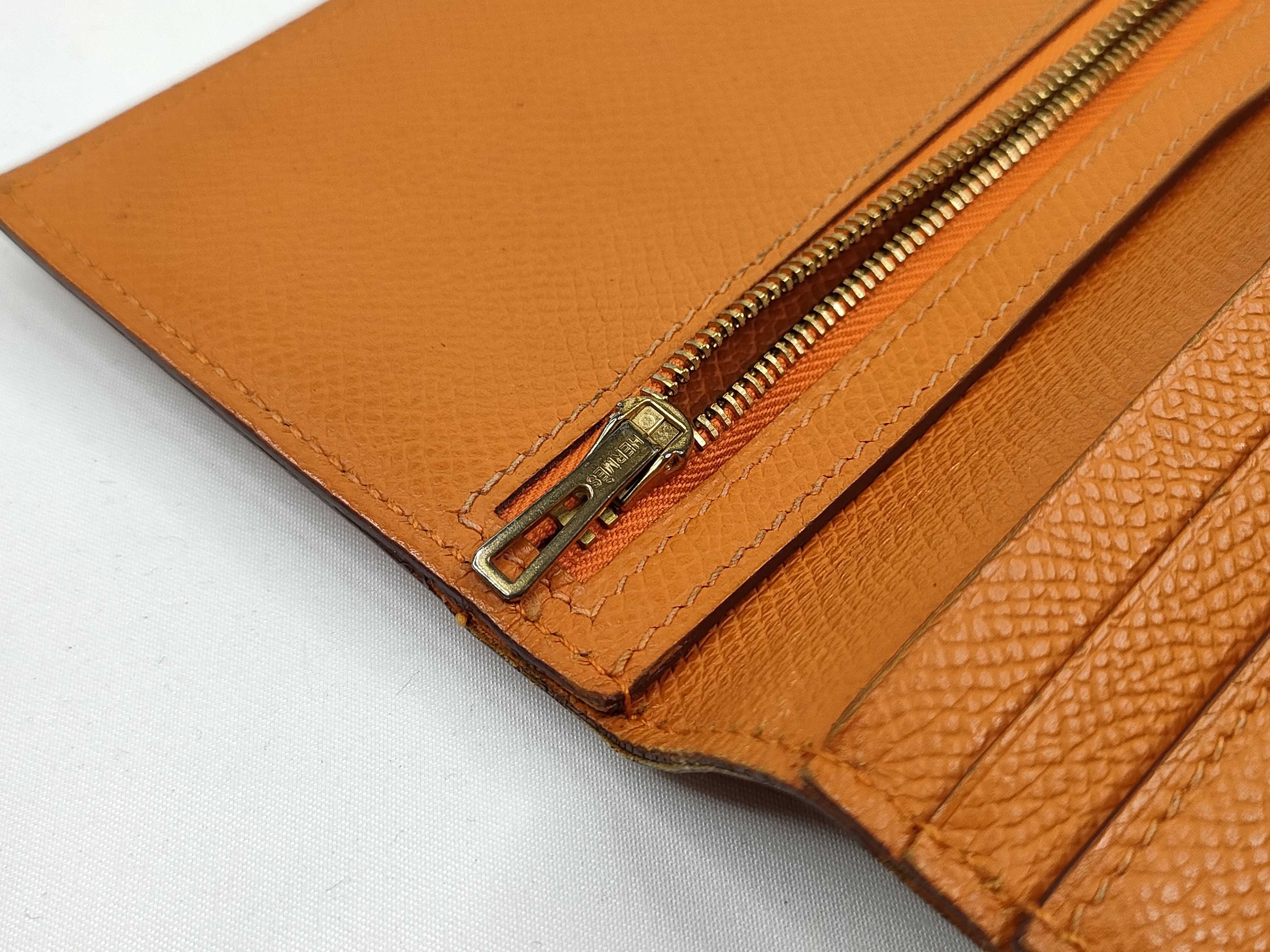 Bearn Hermès Bearn Long Wallet Gold Hardware Orange K Stamp Wallet — view 14