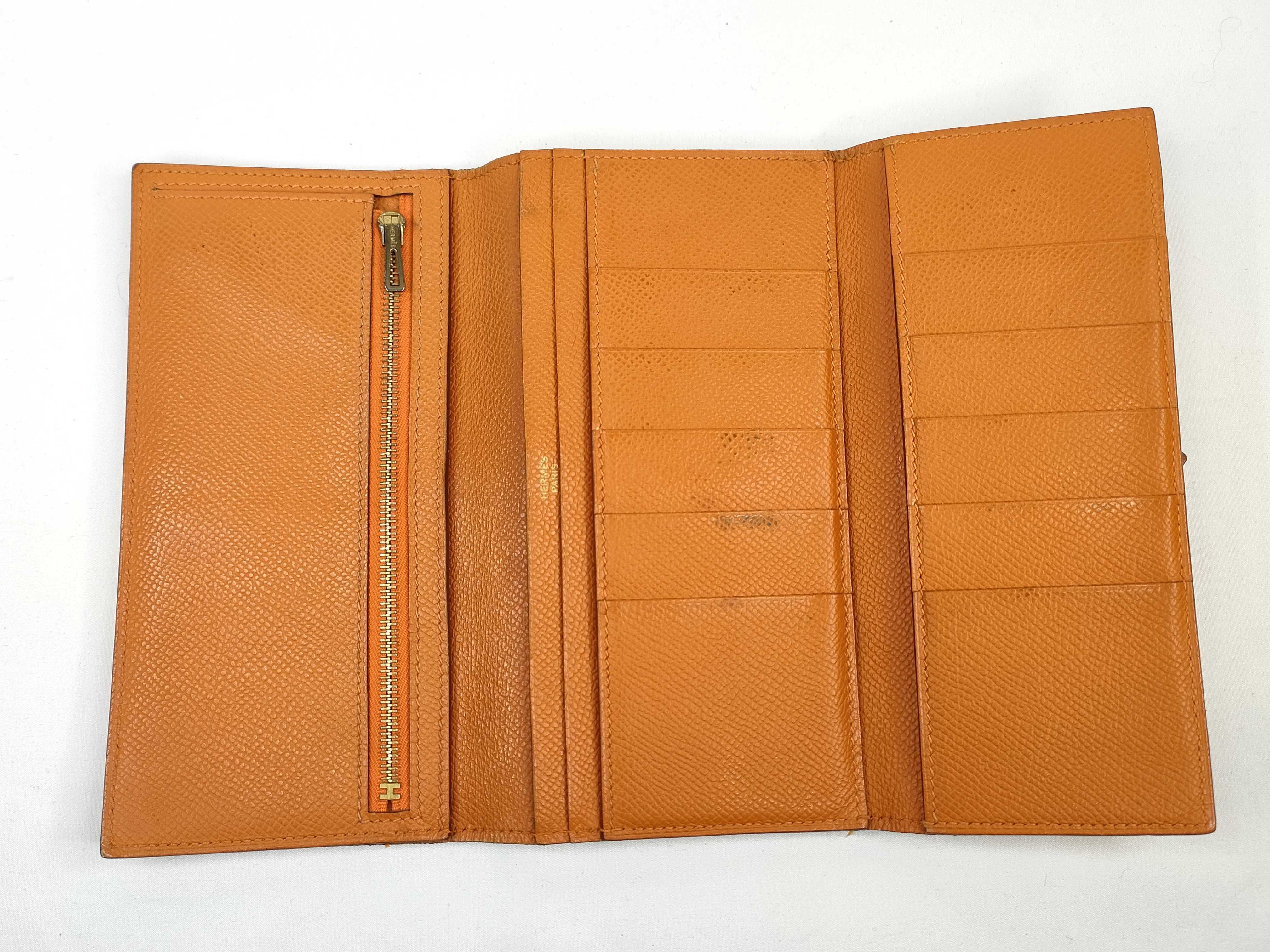 Bearn Hermès Bearn Long Wallet Gold Hardware Orange K Stamp Wallet — view 8
