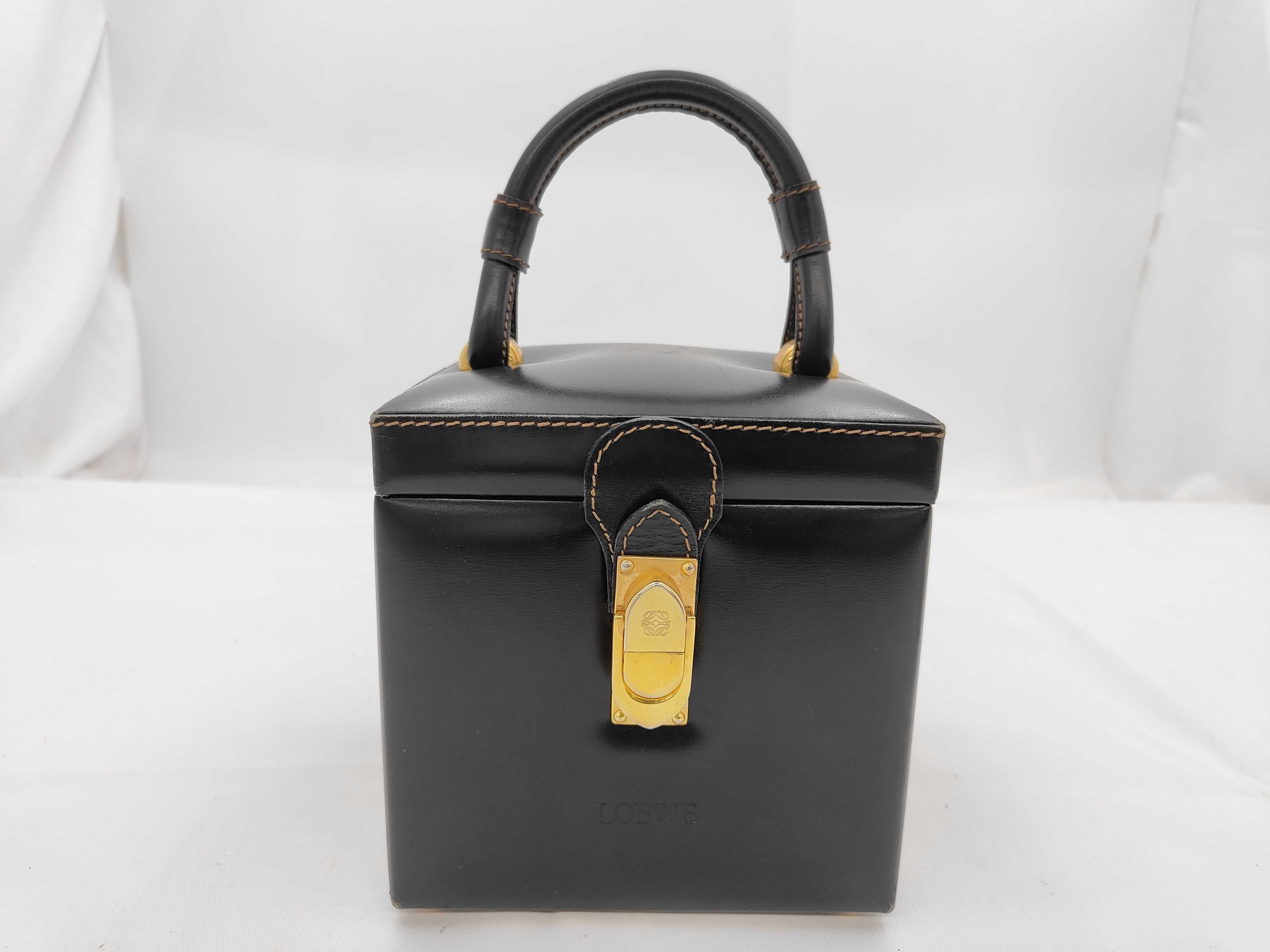 Anagram Black Leather Vanity Bag