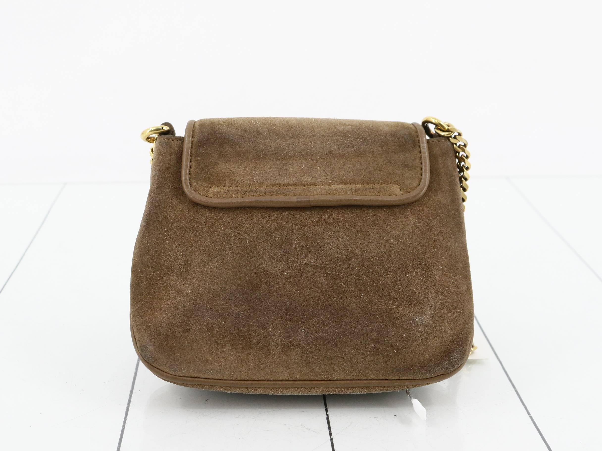 1973 Suede Chain Shoulder Bag with Gold Hardware — view 2