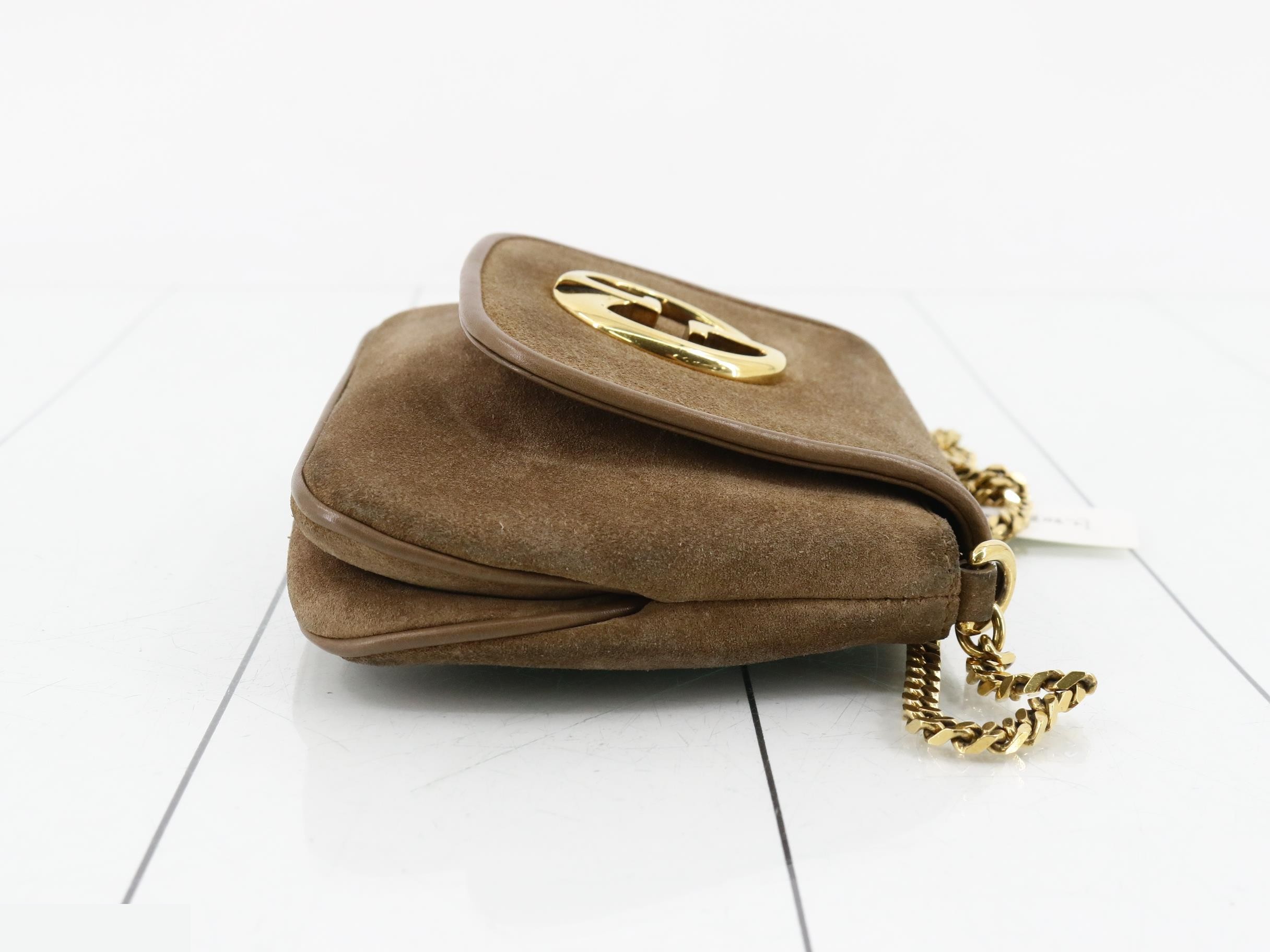 1973 Suede Chain Shoulder Bag with Gold Hardware — view 3