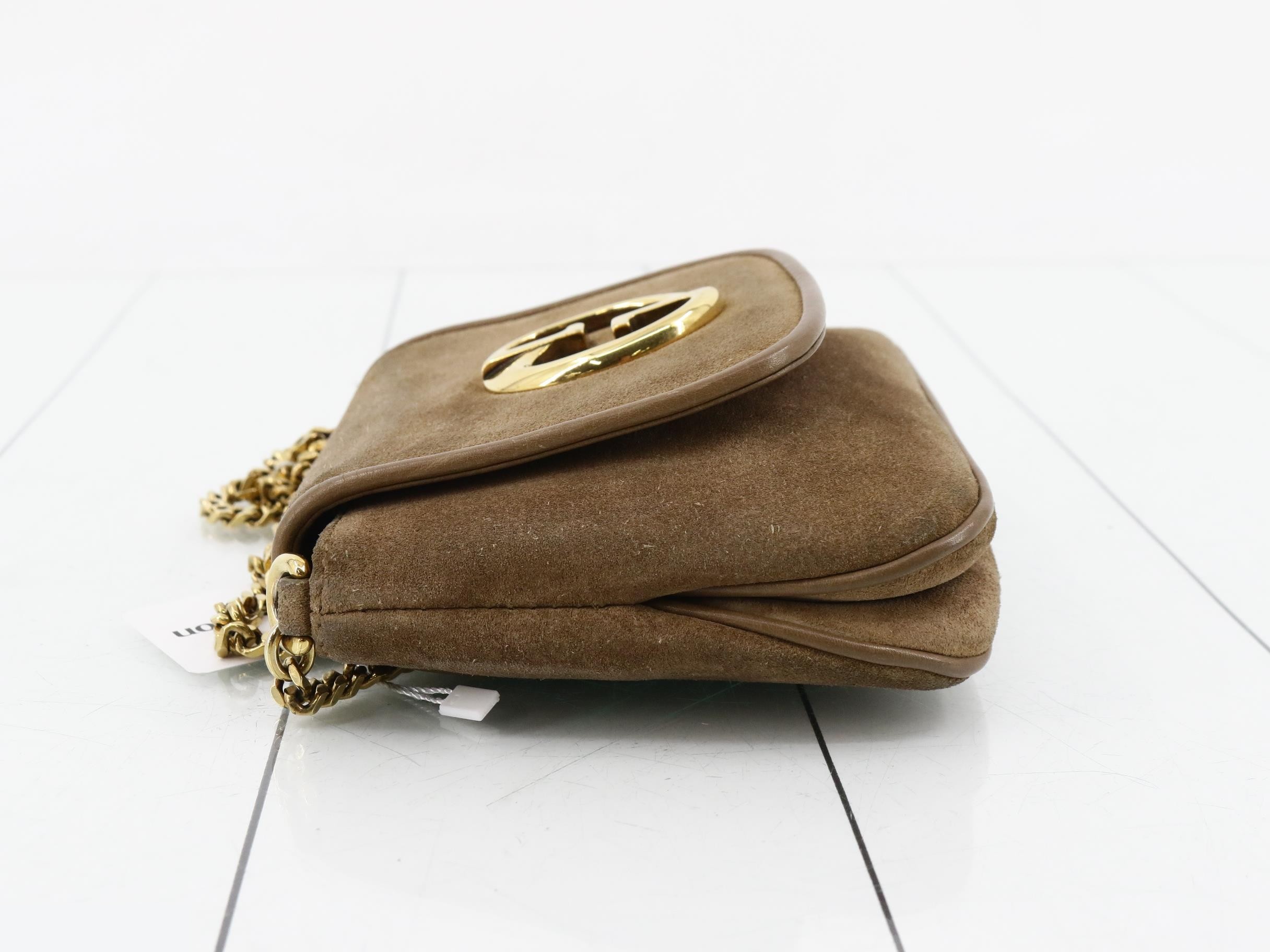 1973 Suede Chain Shoulder Bag with Gold Hardware — view 4