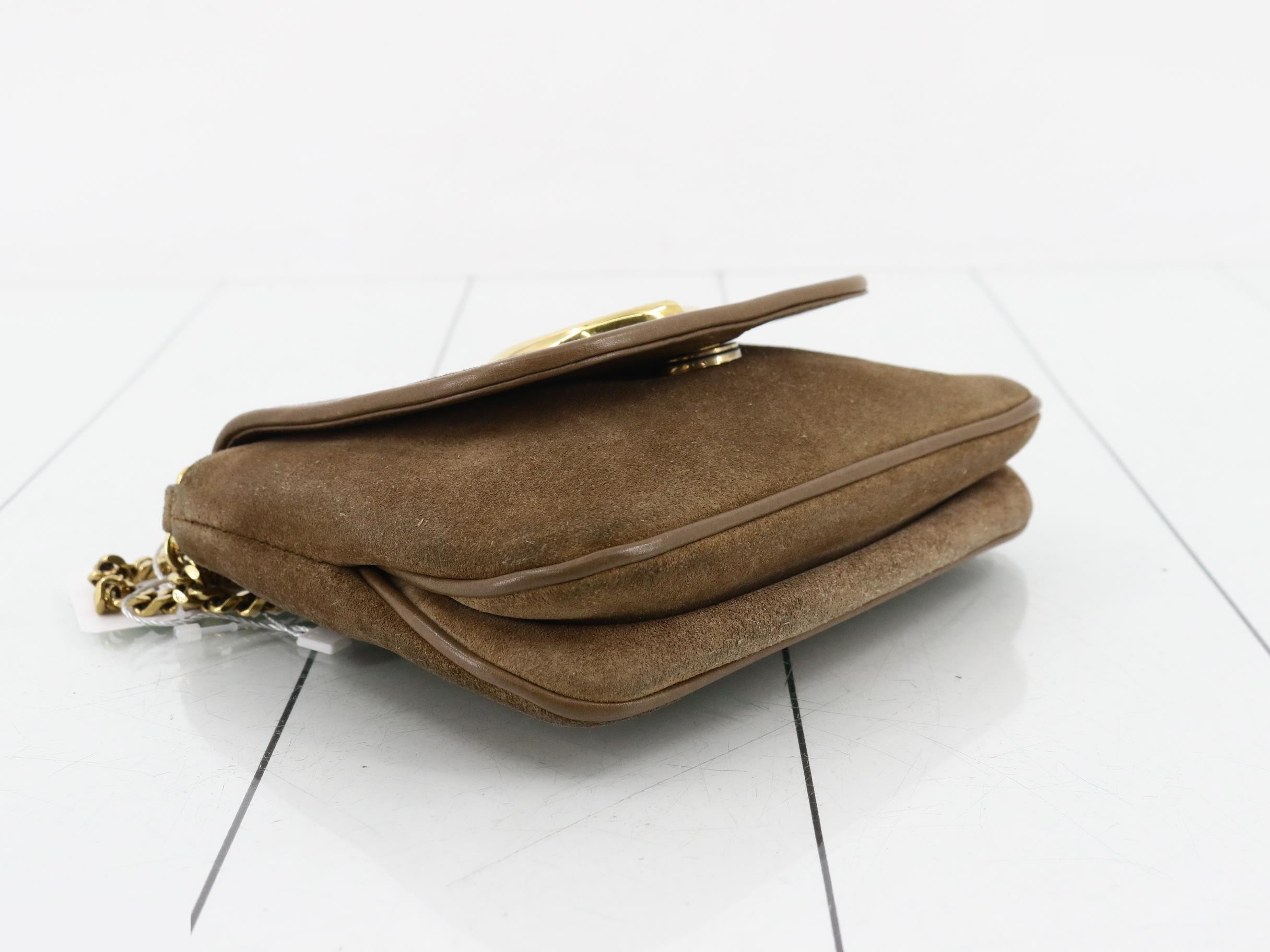 1973 Suede Chain Shoulder Bag with Gold Hardware — view 5