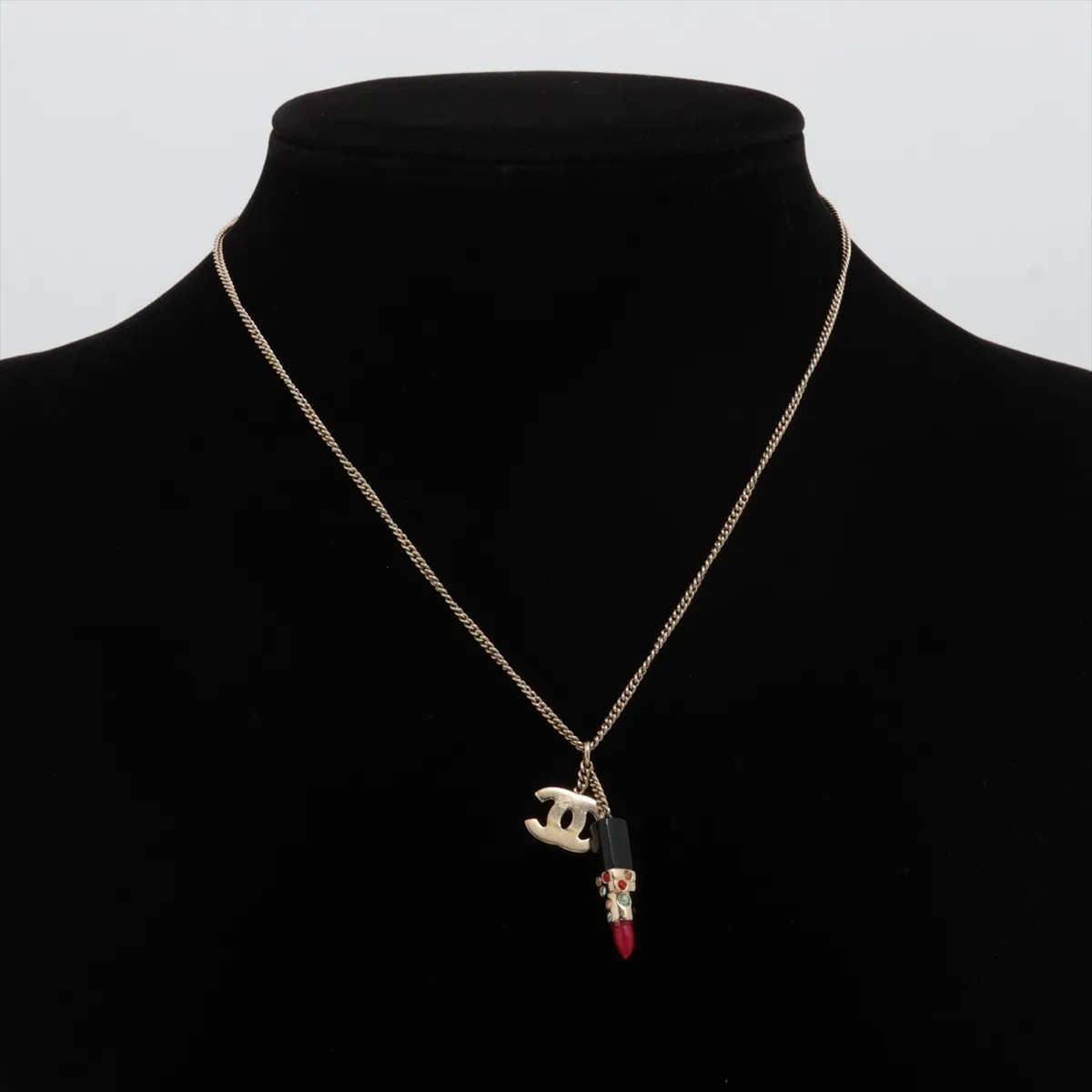 Coco Mark Lip 04A Necklace Resin x GP x Rhinestone Gold — view 5