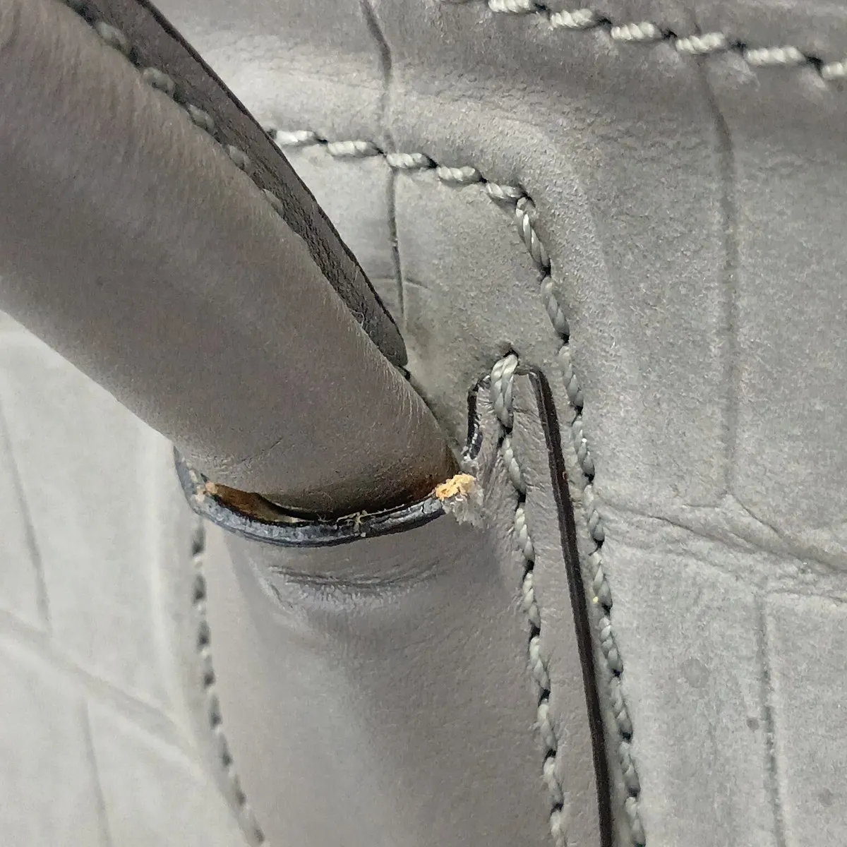 Luggage Phantom Crocodile Embossed Handbag, Gray — view 11