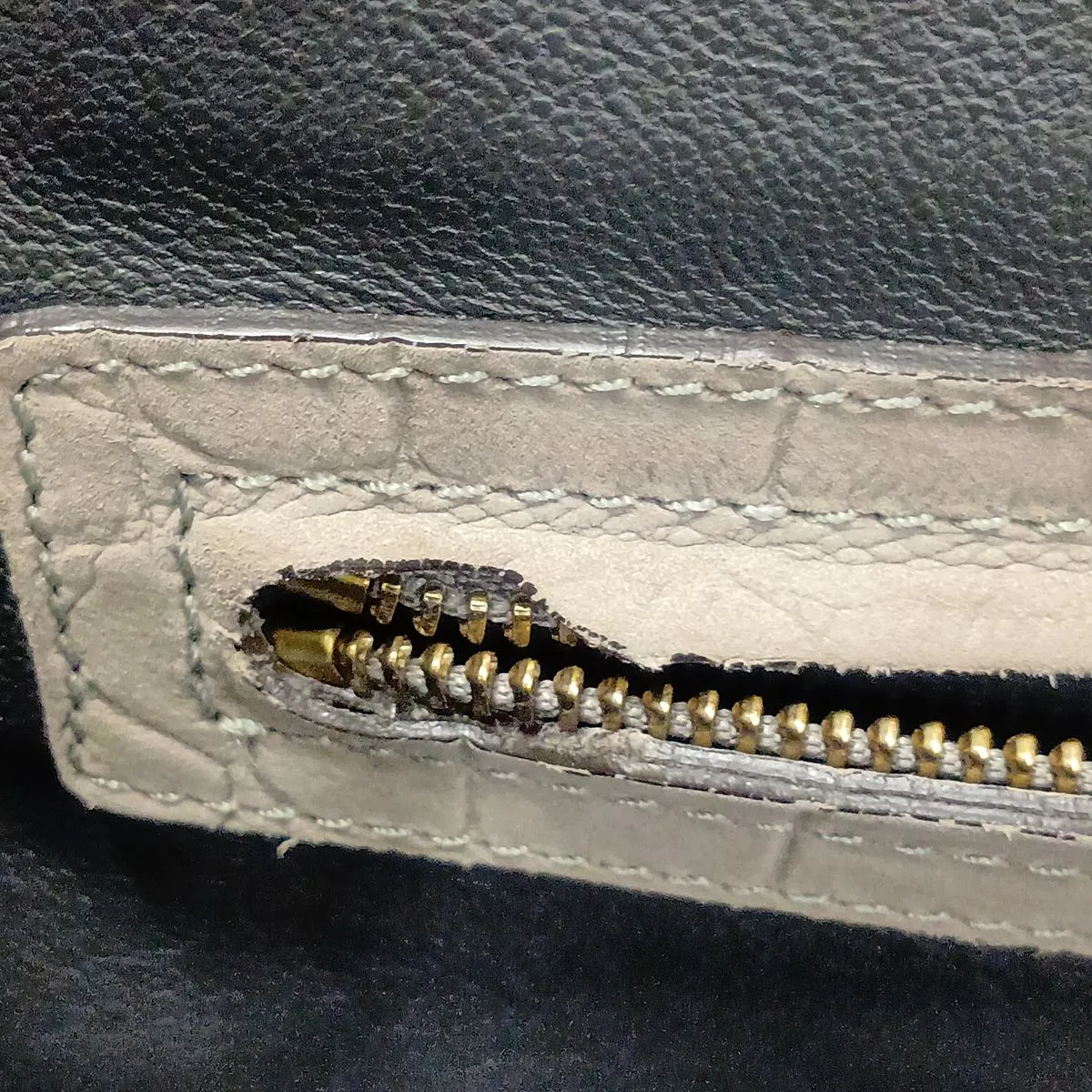 Luggage Phantom Crocodile Embossed Handbag, Gray — view 12