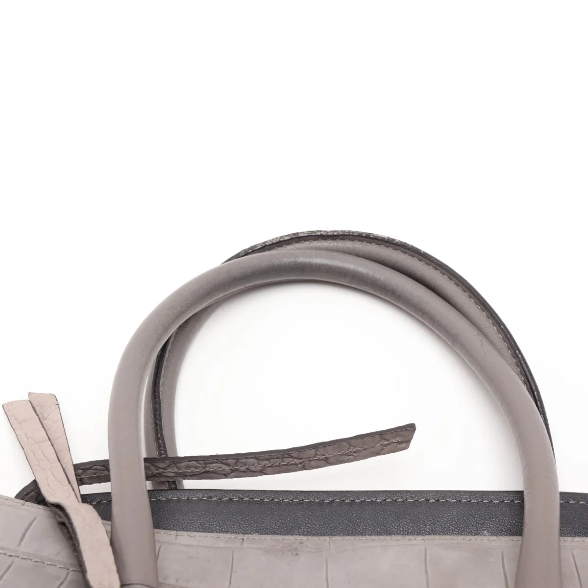 Luggage Phantom Crocodile Embossed Handbag, Gray — view 6