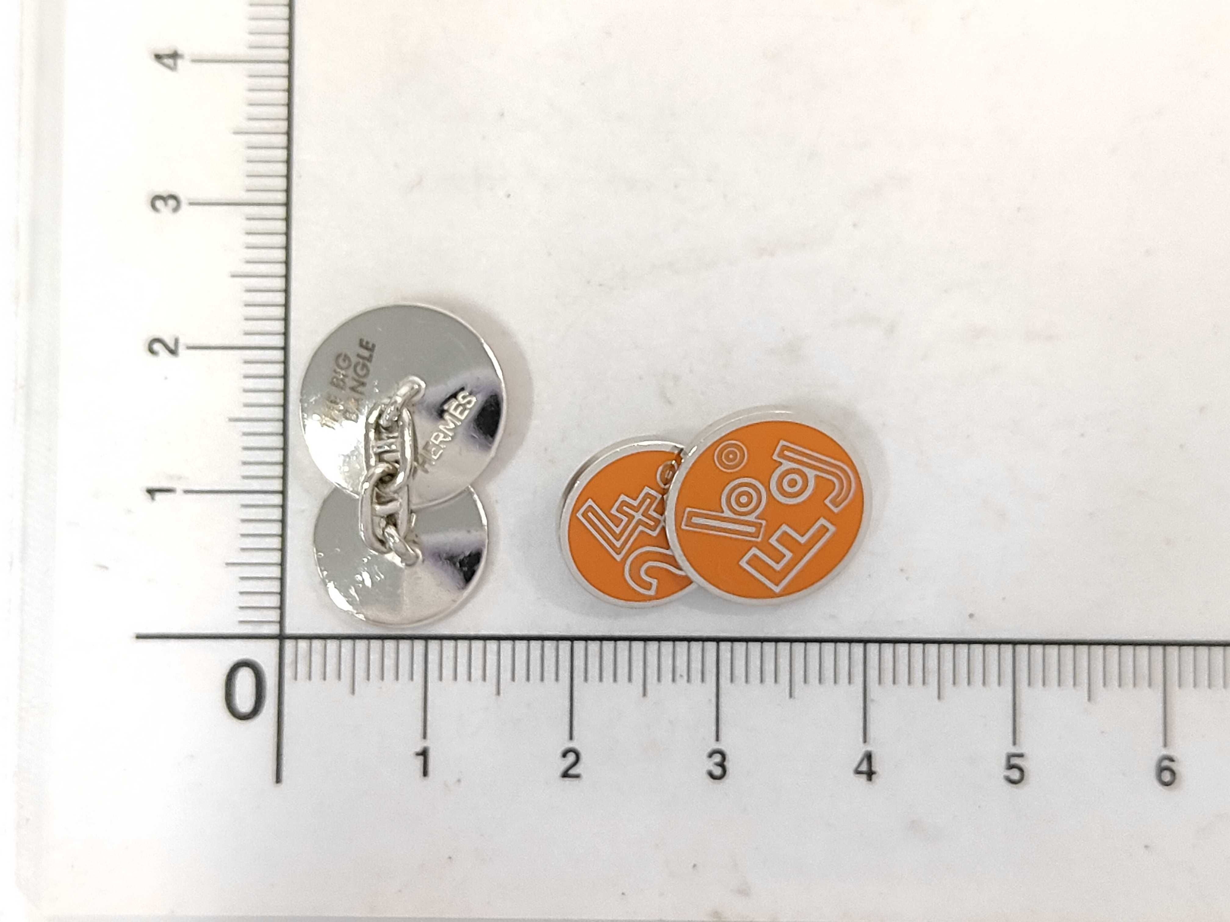 Cufflinks, Orange with Silver Hardware, Hermes Tie Clip & Cufflinks — view 3