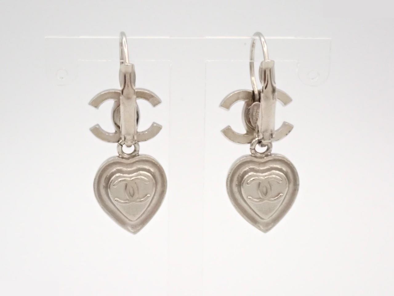 hook earrings, model 04A, Coco Mark, heart, stone, 3.5cm in height. — view 2