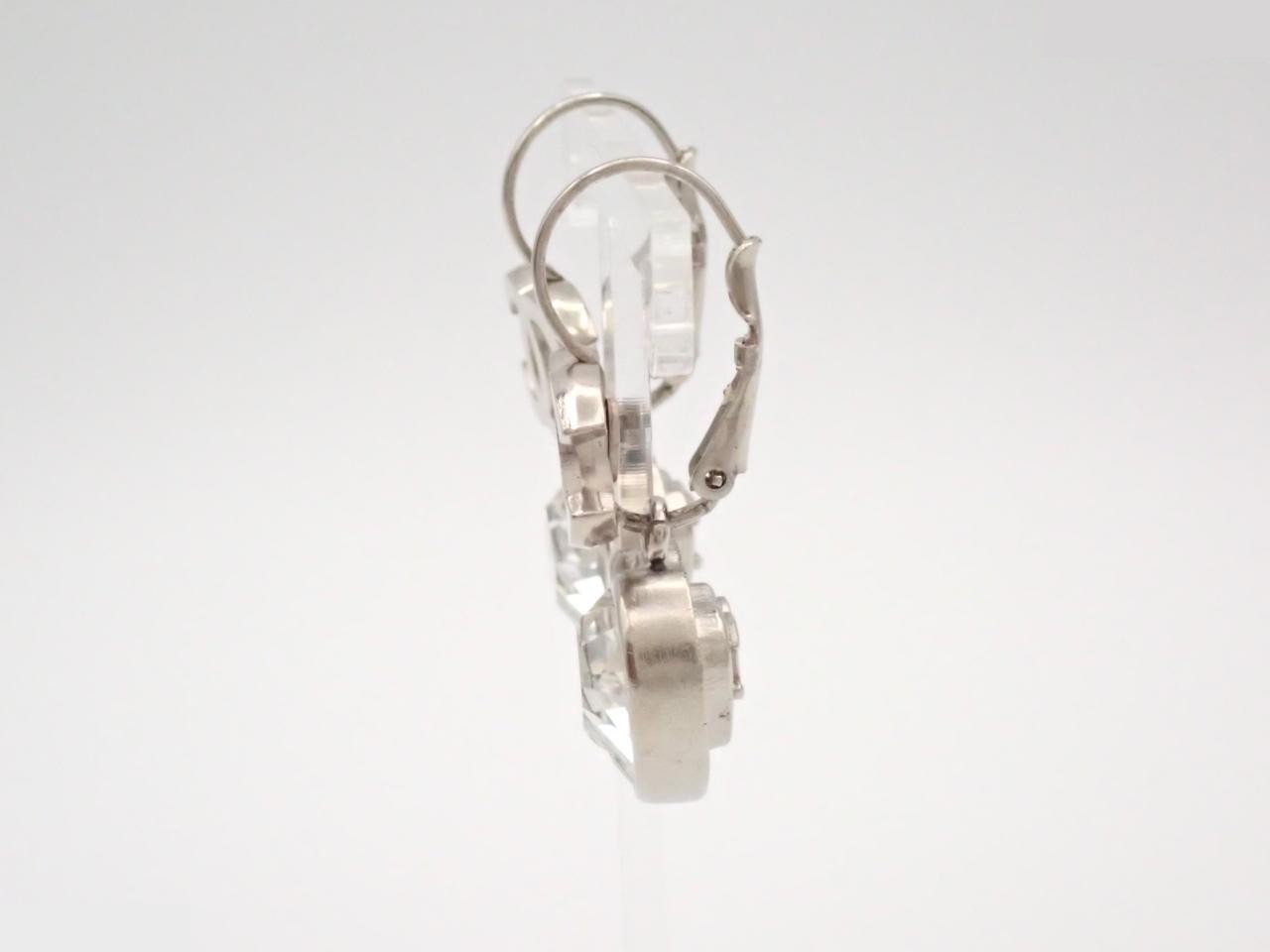 hook earrings, model 04A, Coco Mark, heart, stone, 3.5cm in height. — view 3
