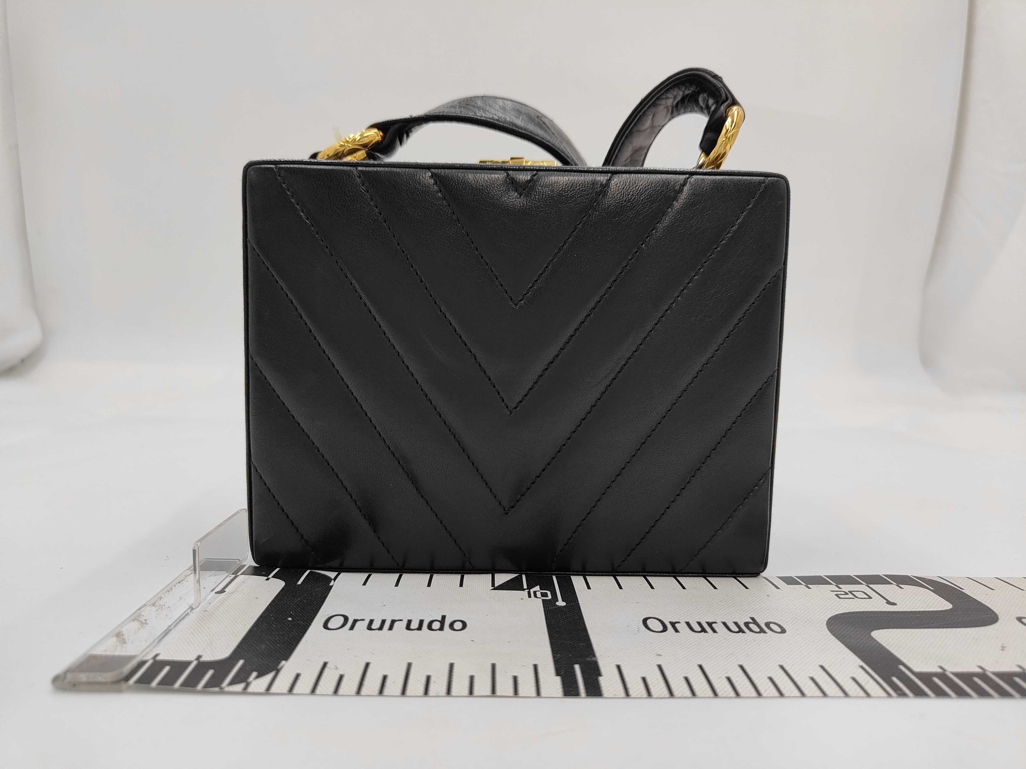 Lambskin V-Stitch Box-Shaped Shoulder Bag — view 2