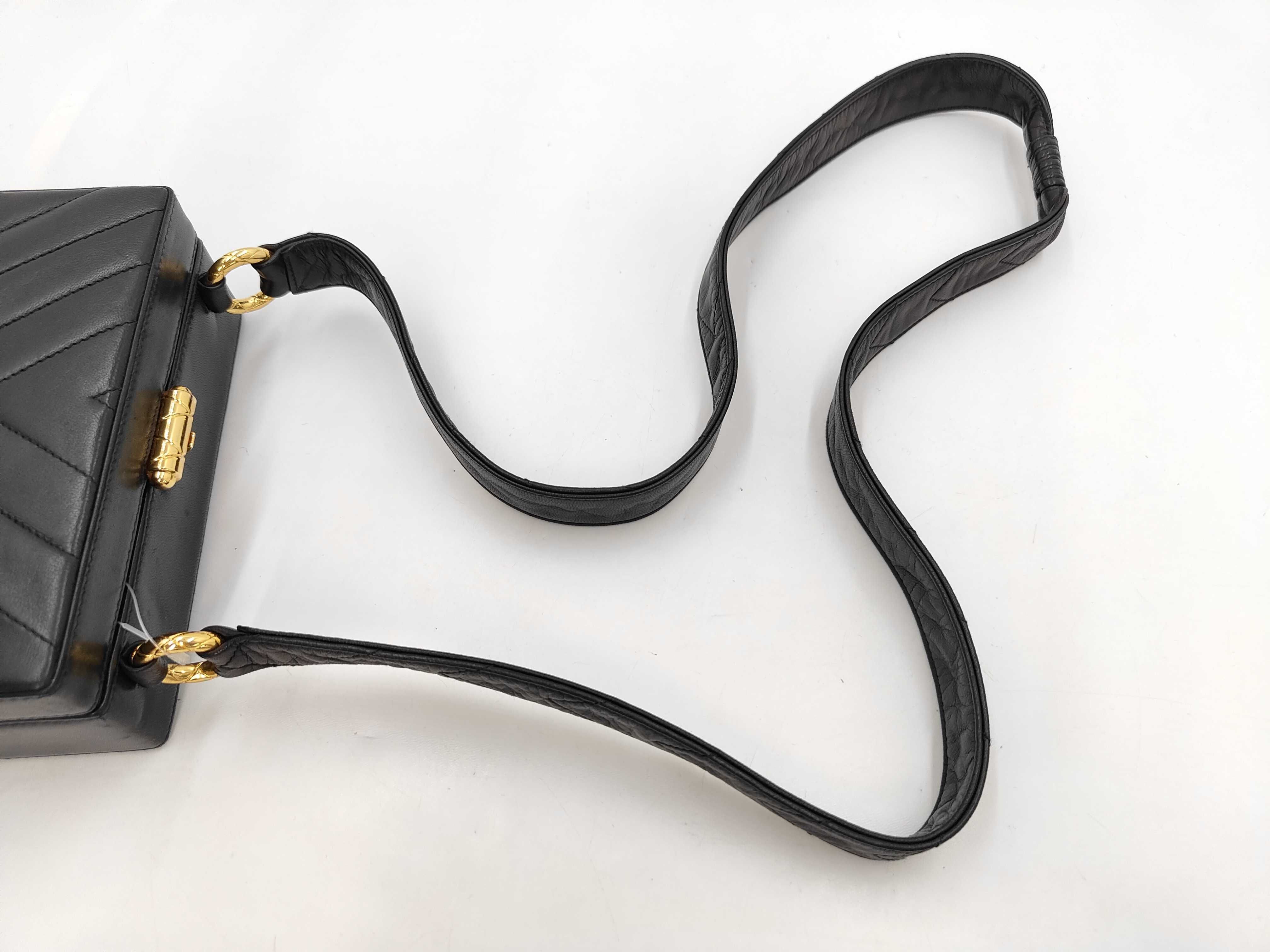 Lambskin V-Stitch Box-Shaped Shoulder Bag — view 5