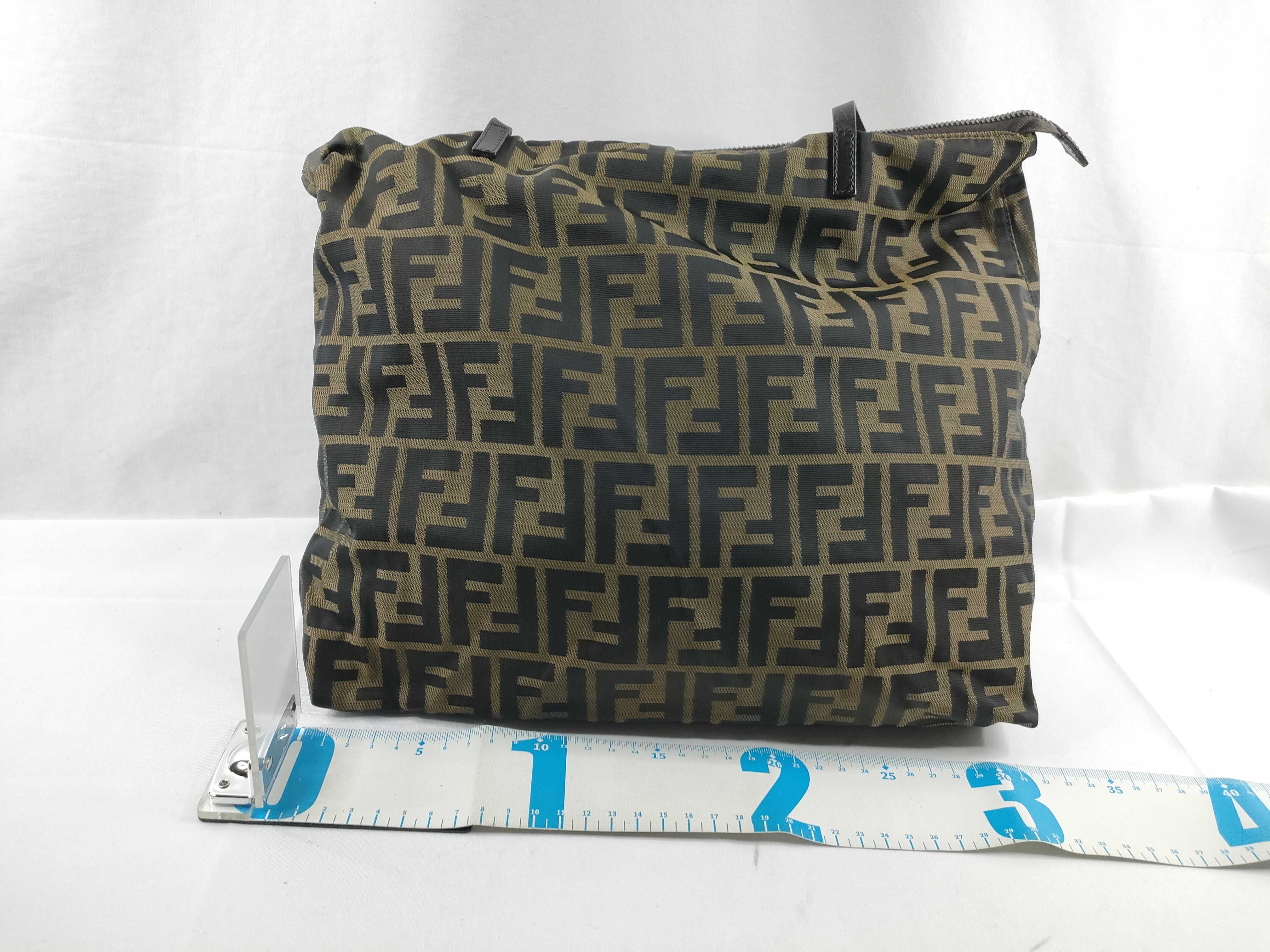 Zucca pattern nylon and leather tote bag/shoulder bag. — view 2