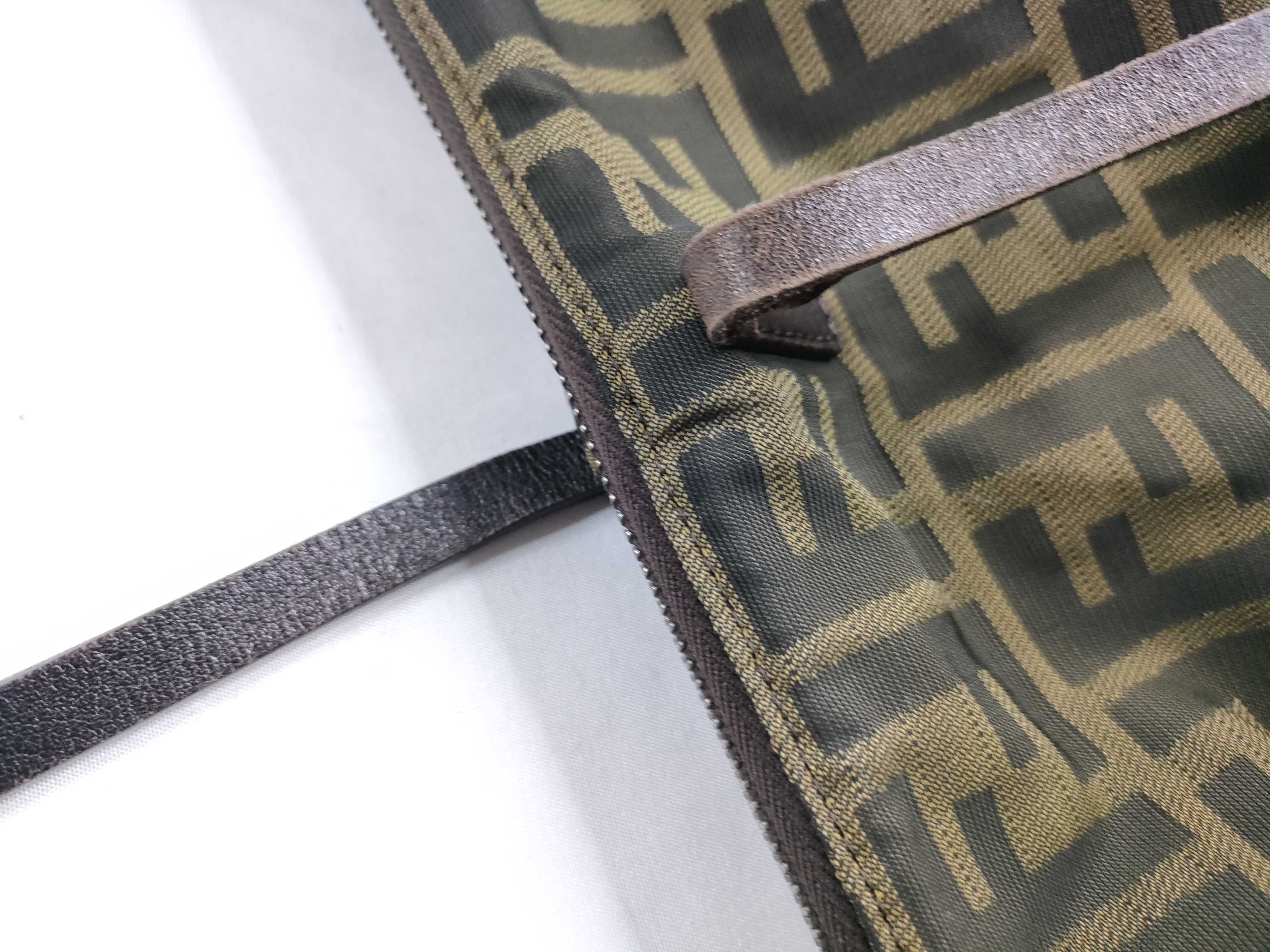Zucca pattern nylon and leather tote bag/shoulder bag. — view 9