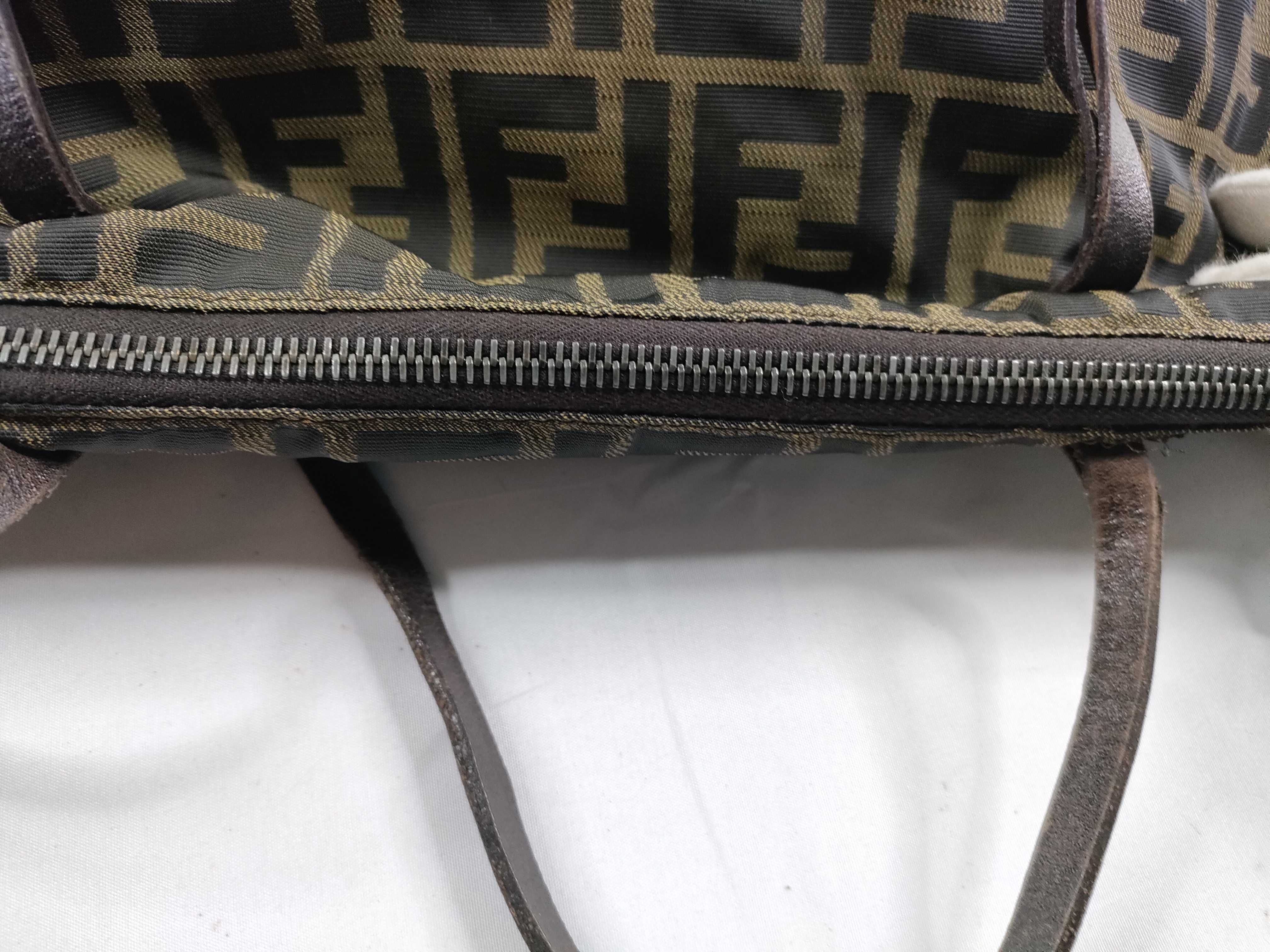 Zucca pattern nylon and leather tote bag/shoulder bag. — view 10