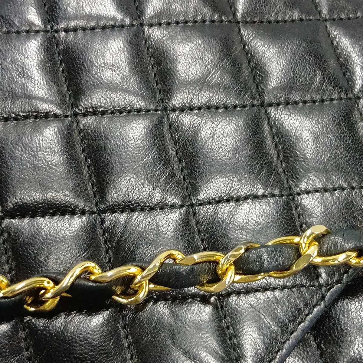 Matelassé Lambskin Chain Shoulder Bag, Black with Gold Hardware, Item No. 1185258 — view 13
