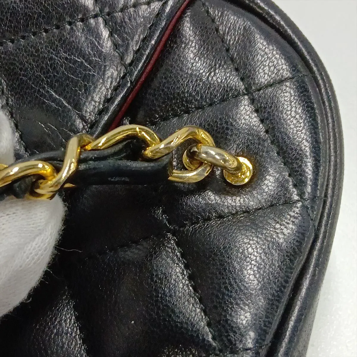 Matelassé Lambskin Chain Shoulder Bag, Black with Gold Hardware, Item No. 1185258 — view 14