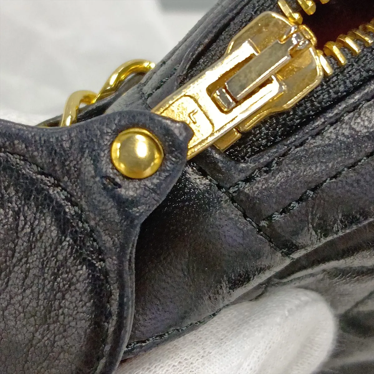 Matelassé Lambskin Chain Shoulder Bag, Black with Gold Hardware, Item No. 1185258 — view 15