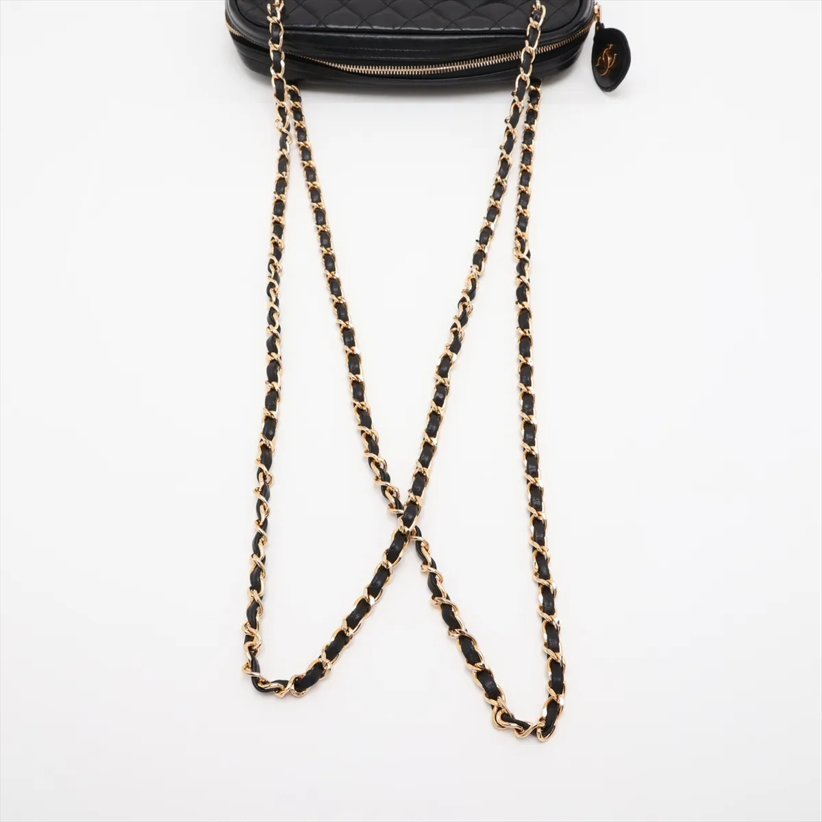Matelassé Lambskin Chain Shoulder Bag, Black with Gold Hardware, Item No. 1185258 — view 5