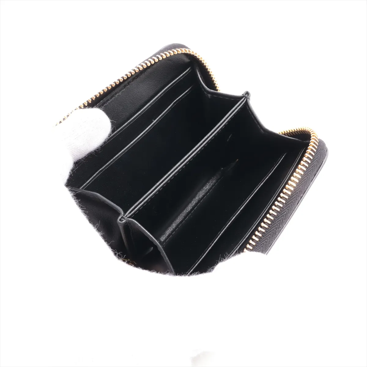 Saffiano Metal 1MM268 Leather Coin Case, Black — view 3