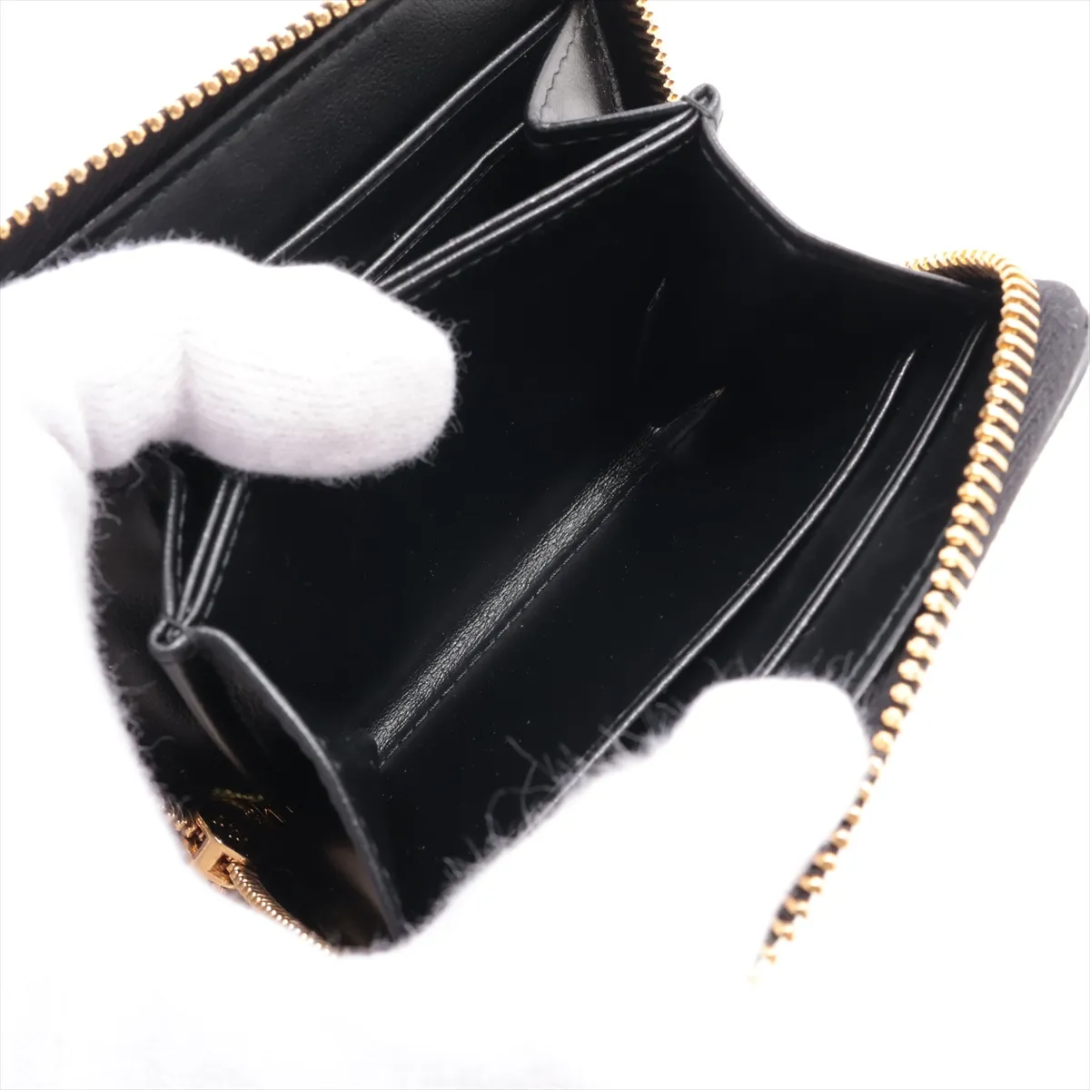 Saffiano Metal 1MM268 Leather Coin Case, Black — view 5