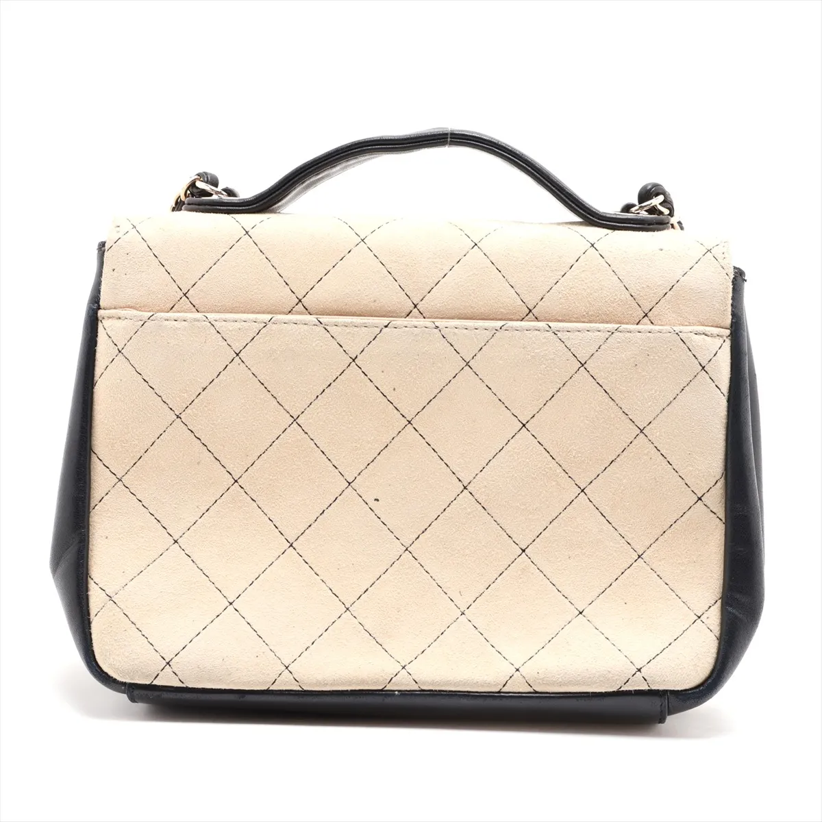Business Affinity Suede x Leather 2-Way Handbag, Beige x Black, Gold Hardware, Item Number 23471889 (Serial Number 23) — view 2