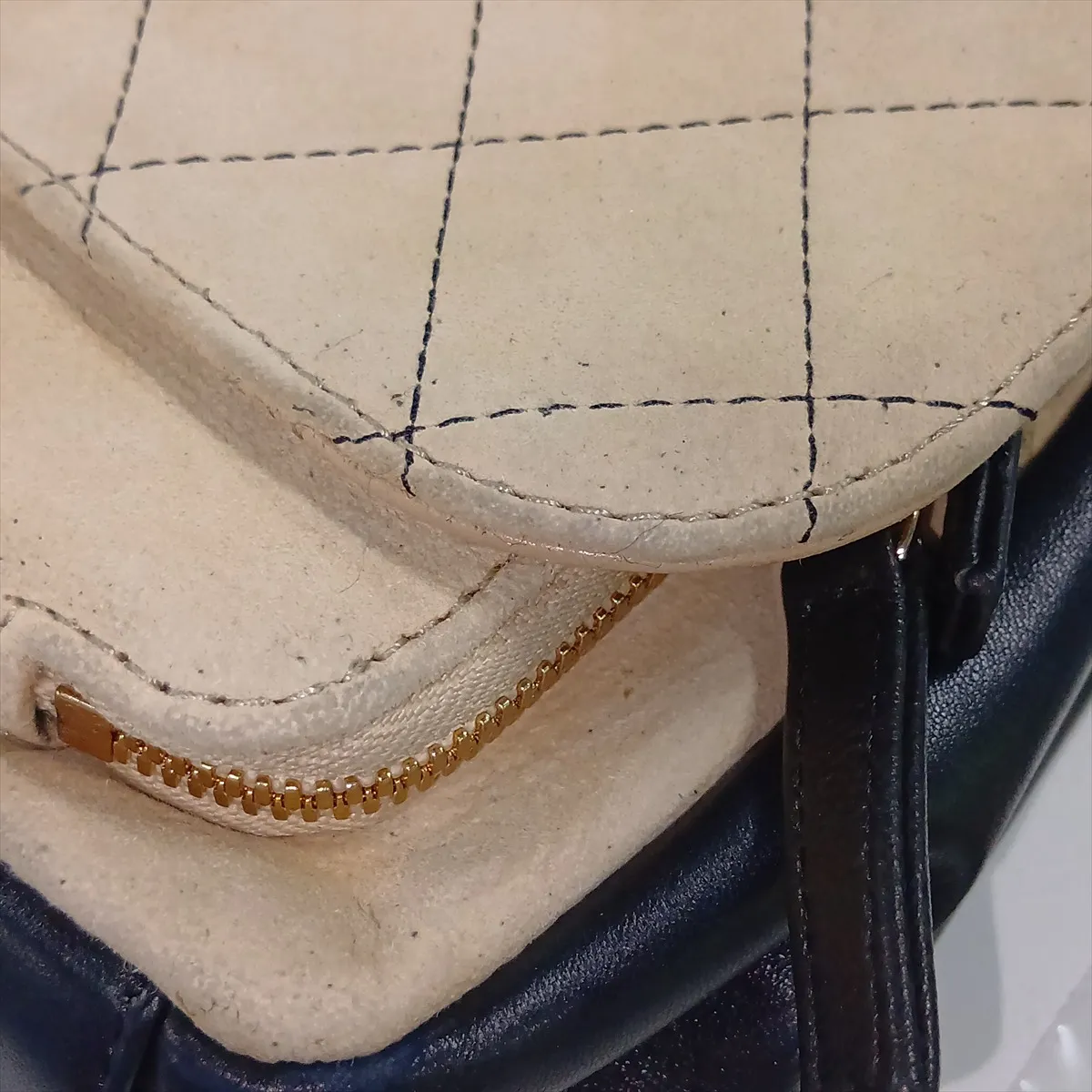 Business Affinity Suede x Leather 2-Way Handbag, Beige x Black, Gold Hardware, Item Number 23471889 (Serial Number 23) — view 14